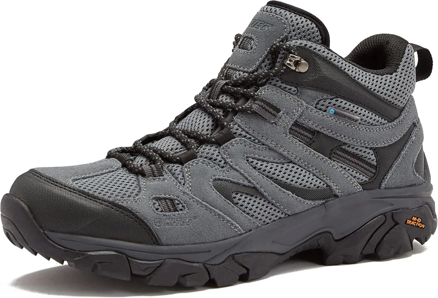 HI-TEC Ravus WP Mid Waterproof Hiking Boots for Men, Lightweight Breathable Outdoor Trekking Shoes