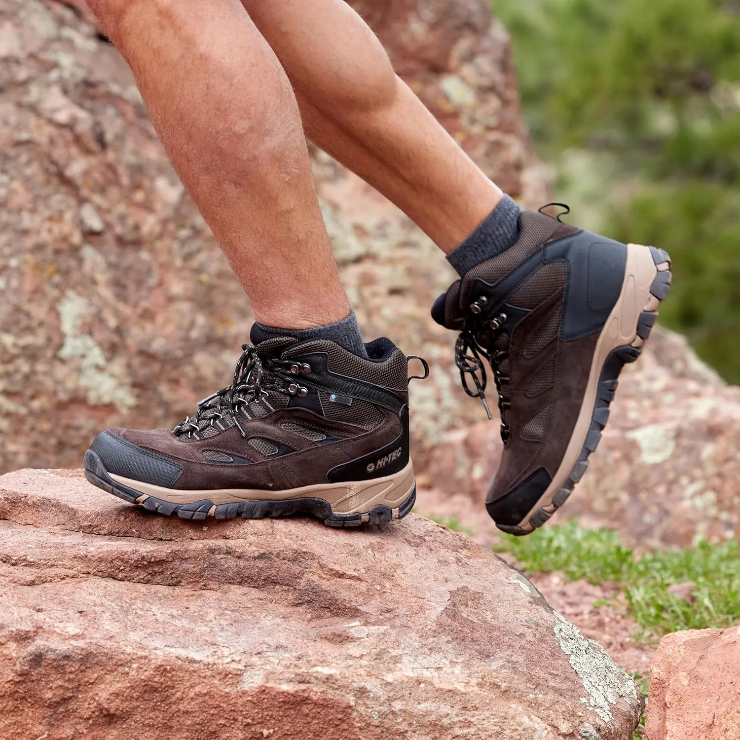 HI-TEC Yosemite WP Mid Waterproof Hiking Boots for Men, Lightweight Breathable Outdoor Trekking Shoes