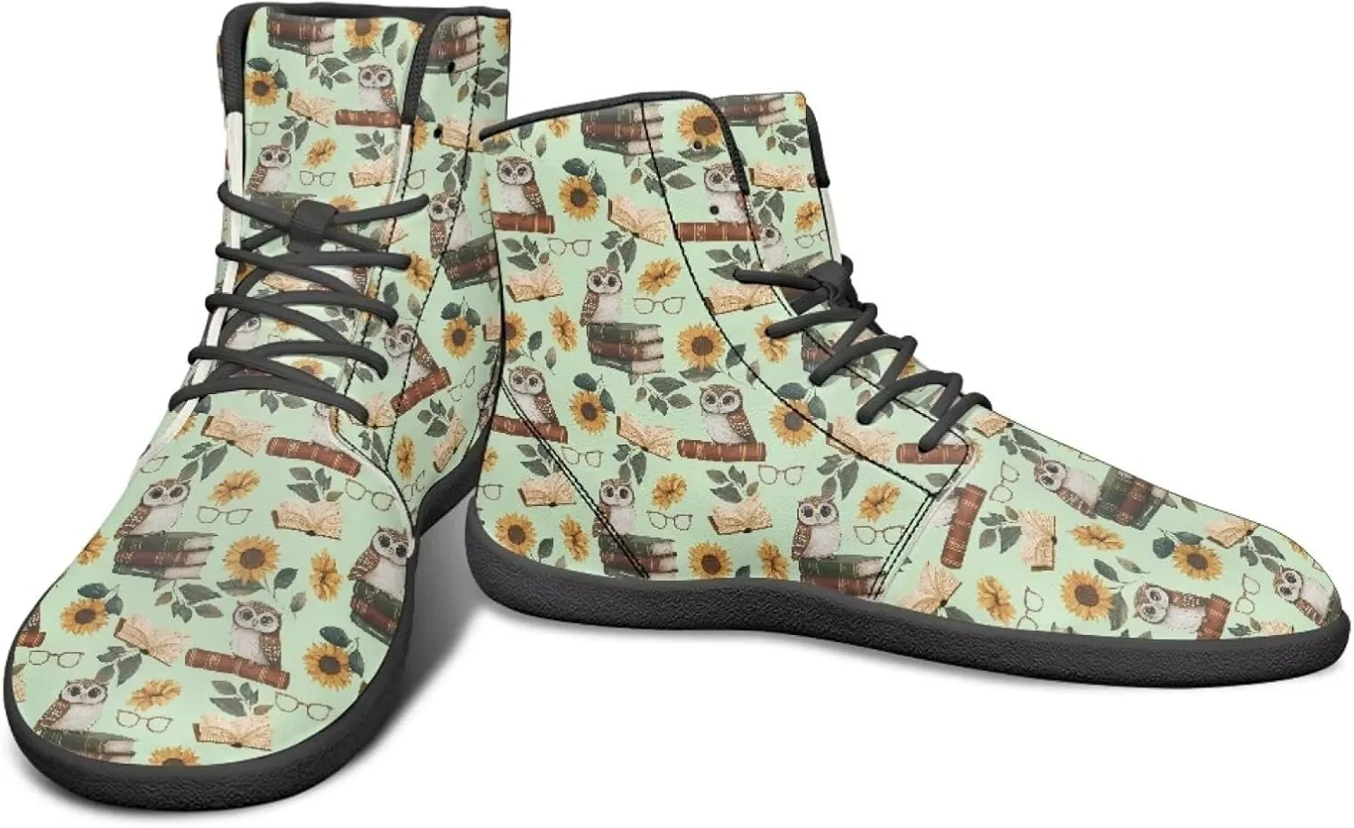 High Top Bird Pattern Ultra-Light Barefoot Shoes Men Wide Toe Box Boots Zero-Drop Running Sneaker