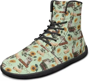 High Top Bird Pattern Ultra-Light Barefoot Shoes Men Wide Toe Box Boots Zero-Drop Running Sneaker