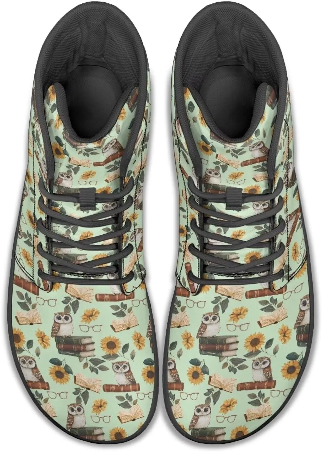 High Top Bird Pattern Ultra-Light Barefoot Shoes Men Wide Toe Box Boots Zero-Drop Running Sneaker