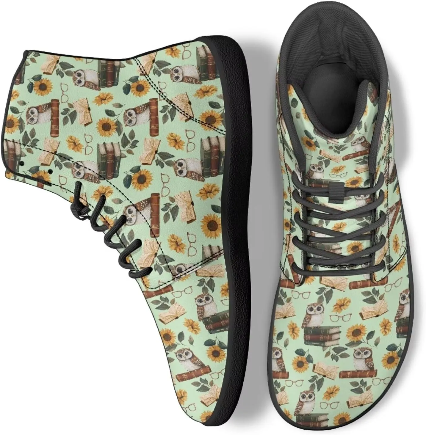 High Top Bird Pattern Ultra-Light Barefoot Shoes Men Wide Toe Box Boots Zero-Drop Running Sneaker