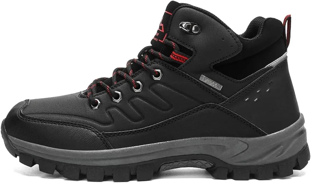 High Top Men’s Hiking Shoes Breathable Hiking Sneakers for Men Outdoor Anti Slip Walking Hiking Trailin Lightweight Walking Shoes Ankle Boots Camping Trail Shoes Black