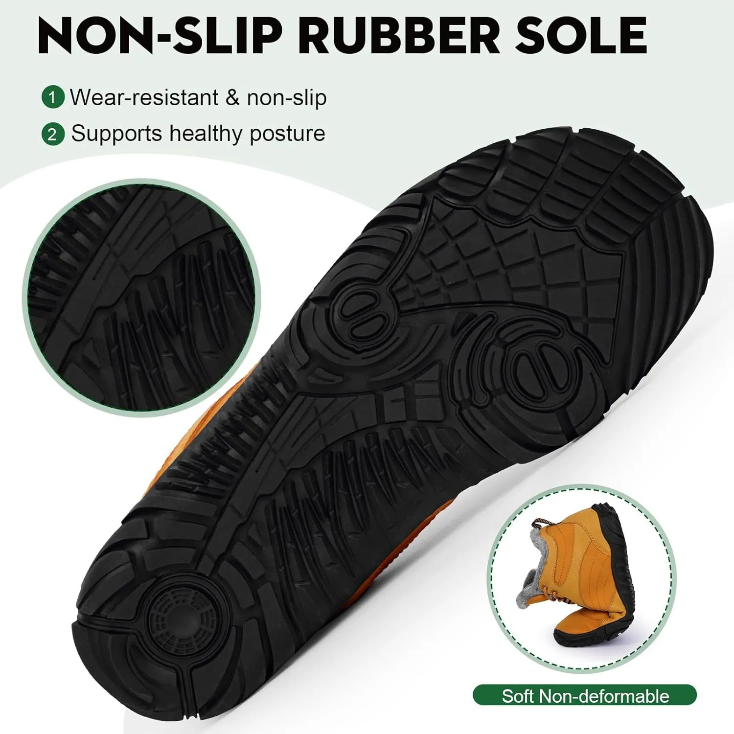 Hike Barefoot Boots Womens Mens Waterproof Fur Lined Winter Barefoot Shoes Minimalist Snow Boots Wide Toe Box Ankle Booties