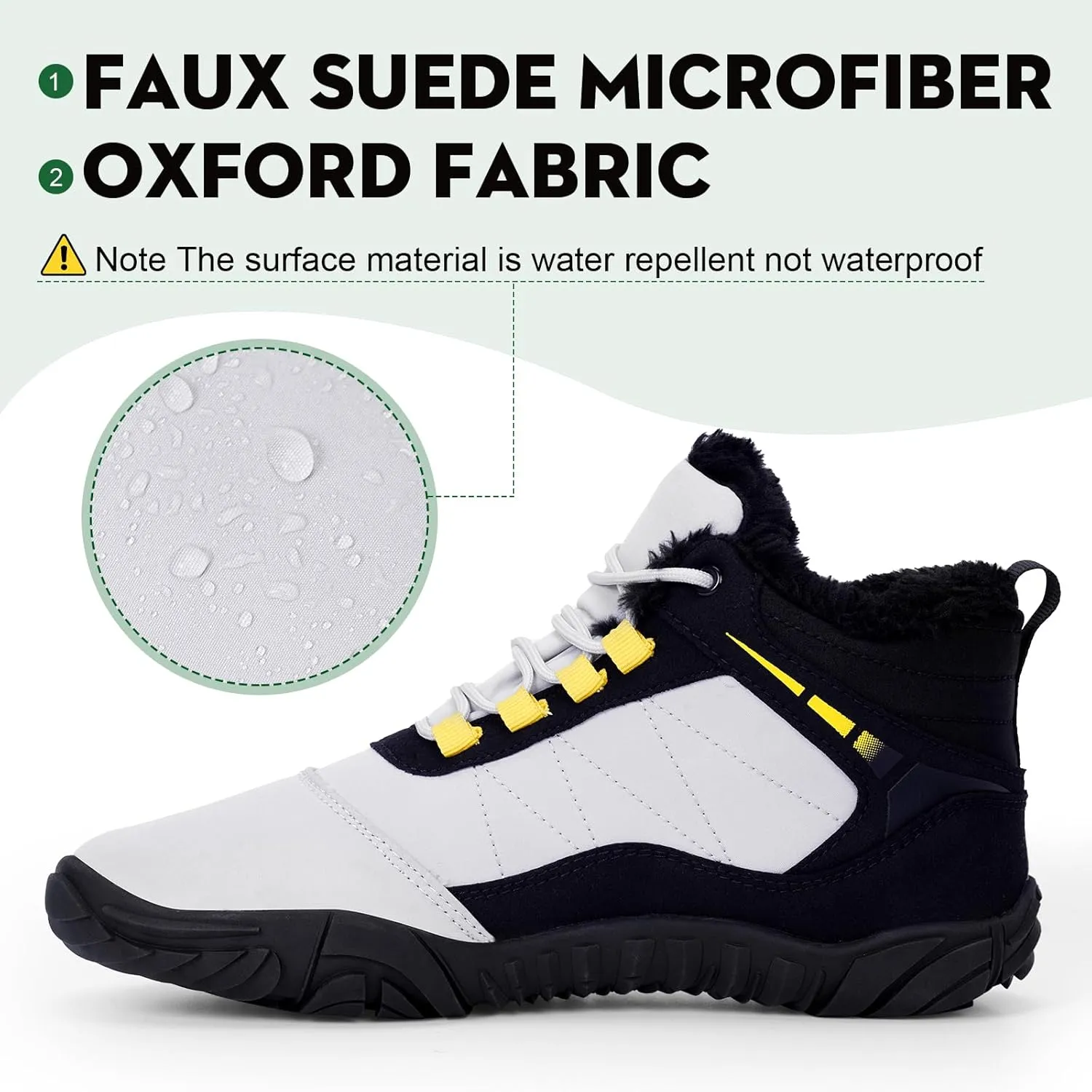 Hike Barefoot Boots Womens Mens Waterproof Fur Lined Winter Barefoot Shoes Minimalist Snow Boots Wide Toe Box Ankle Booties