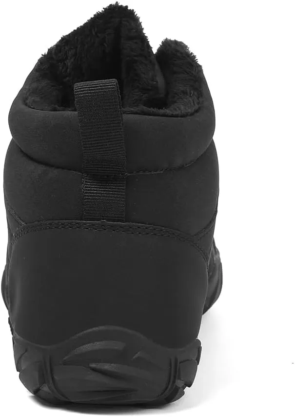 Hike Barefoot Boots Womens Mens Waterproof Fur Lined Winter Barefoot Shoes Minimalist Snow Boots Wide Toe Box Ankle Booties