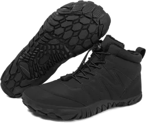 Hike Barefoot Boots Womens Mens Waterproof Fur Lined Winter Barefoot Shoes Minimalist Snow Boots Wide Toe Box Ankle Booties