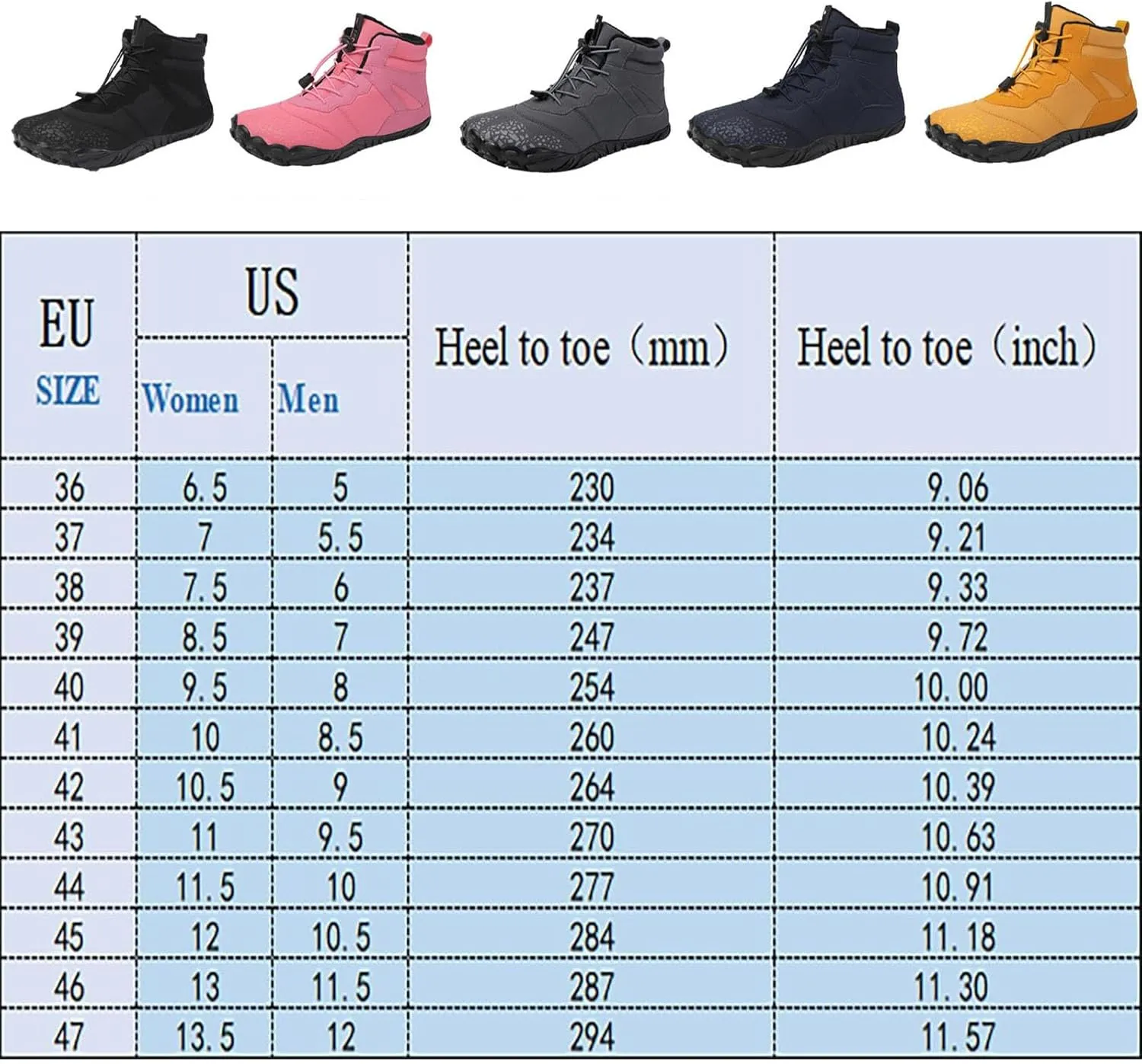 Hike Barefoot Footwear Womens Men, Non-Slip Winter Shoe with Wide Toe Box Waterproof Boots