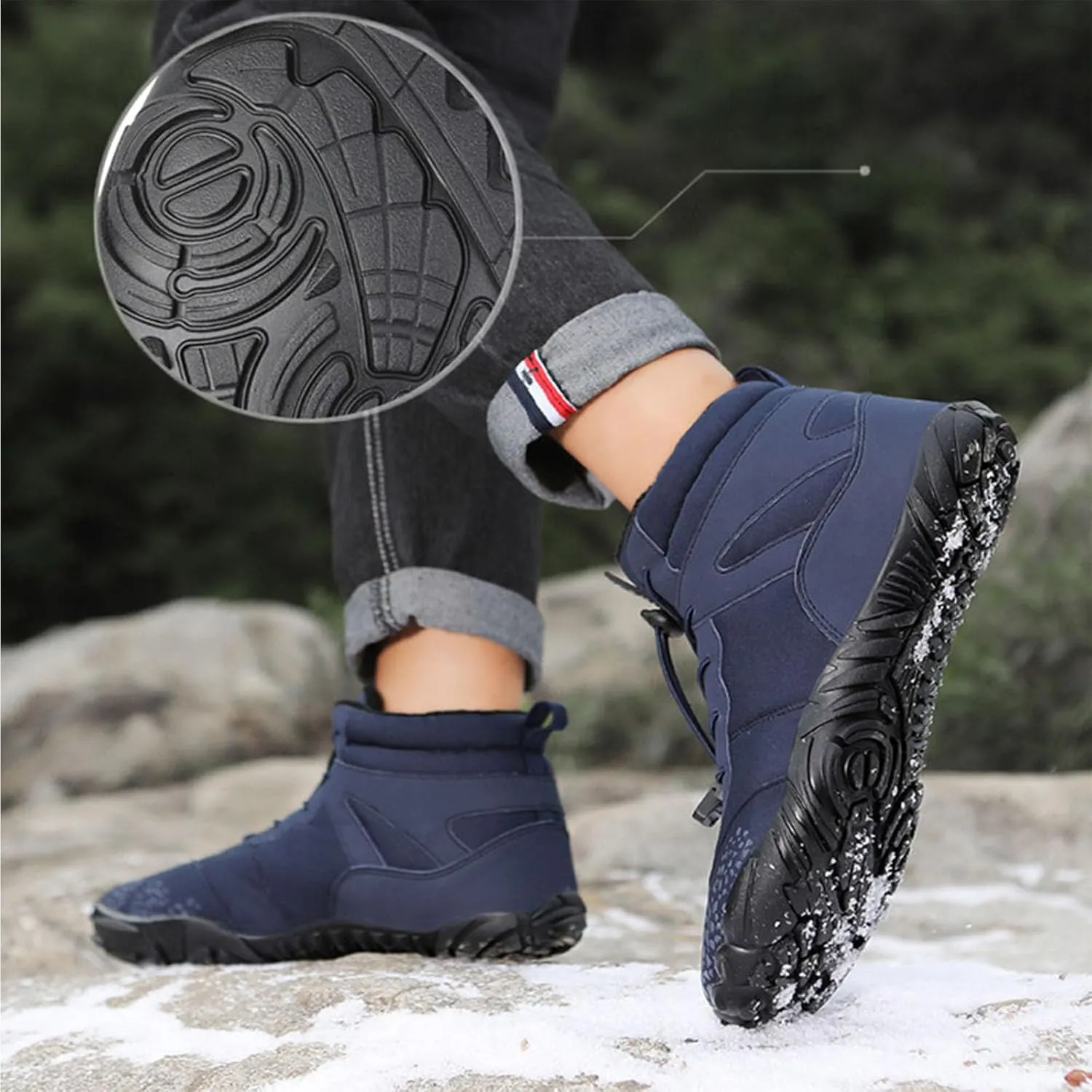 Hike Barefoot Footwear Womens Men, Non-Slip Winter Shoe with Wide Toe Box Waterproof Boots