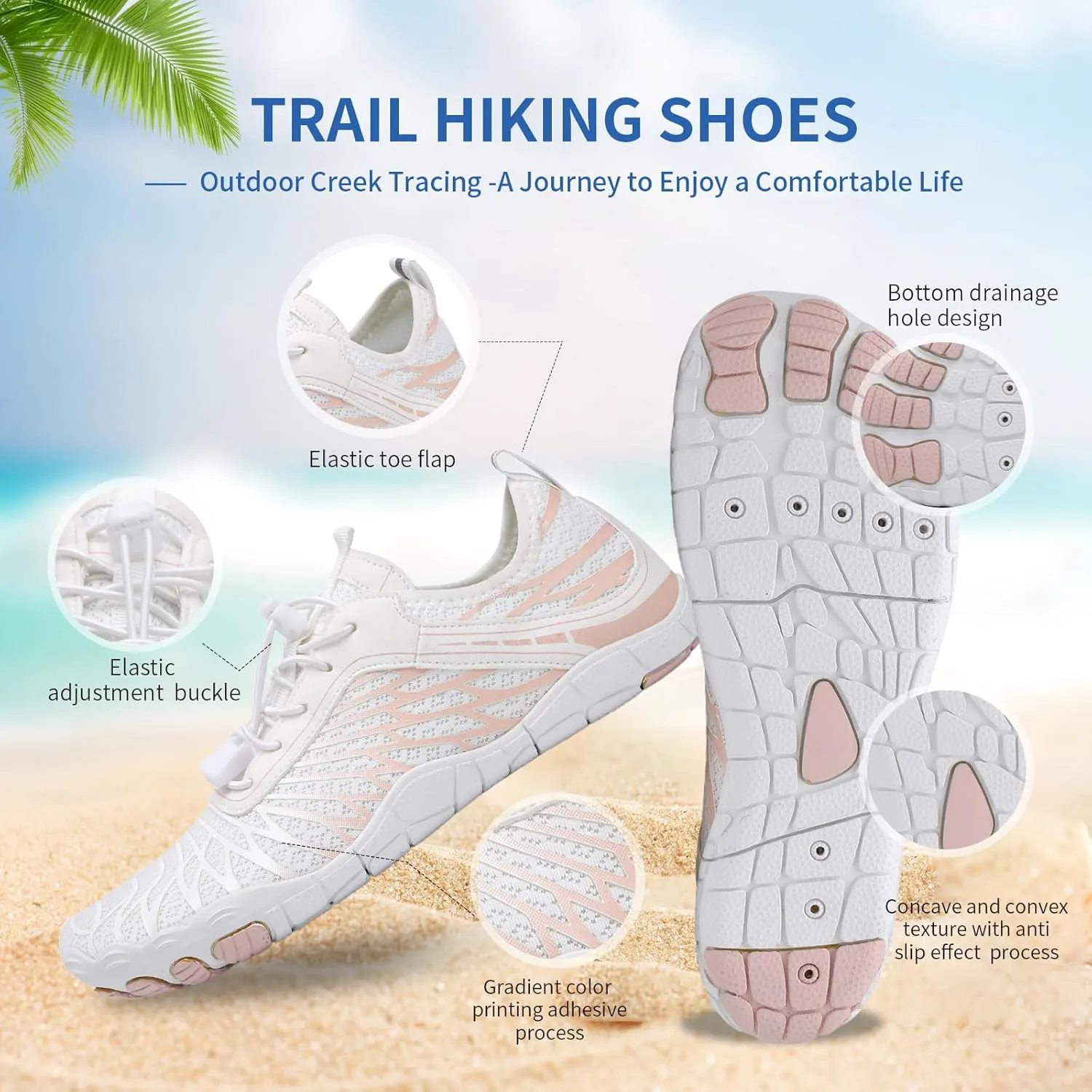 Hike Barefoot Shoes for Women Men - Quick Dry Wide Toe Box Beach Swim Athletic Sports Shoes, Non-Slip Hike Yoga Lightweight Footwear Aqua Hiking Walking Kayaking Diving Surfing