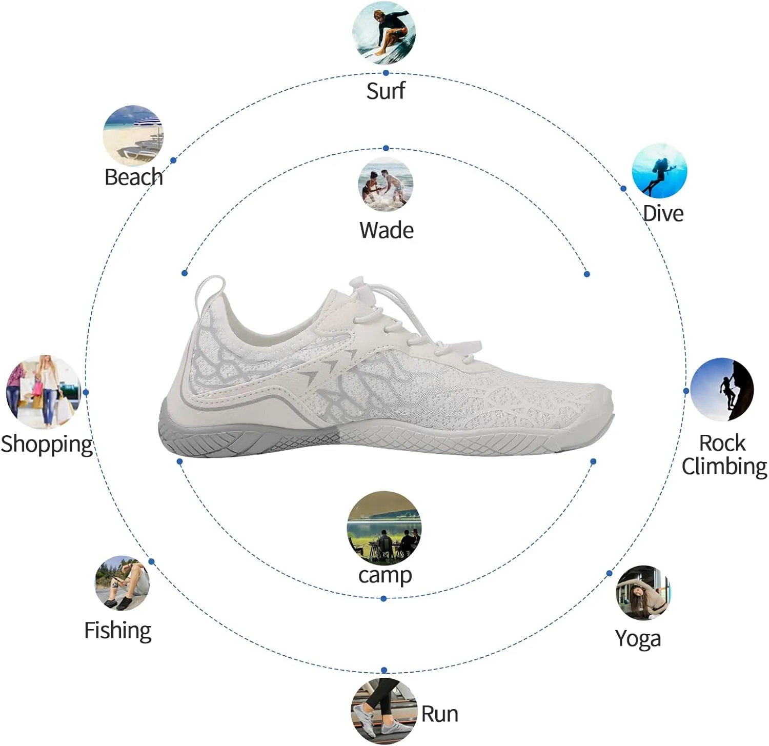 Hike Barefoot Shoes for Women Men - Quick Dry Wide Toe Box Beach Swim Athletic Sports Shoes, Non-Slip Hike Yoga Lightweight Footwear Aqua Hiking Walking Kayaking Diving Surfing