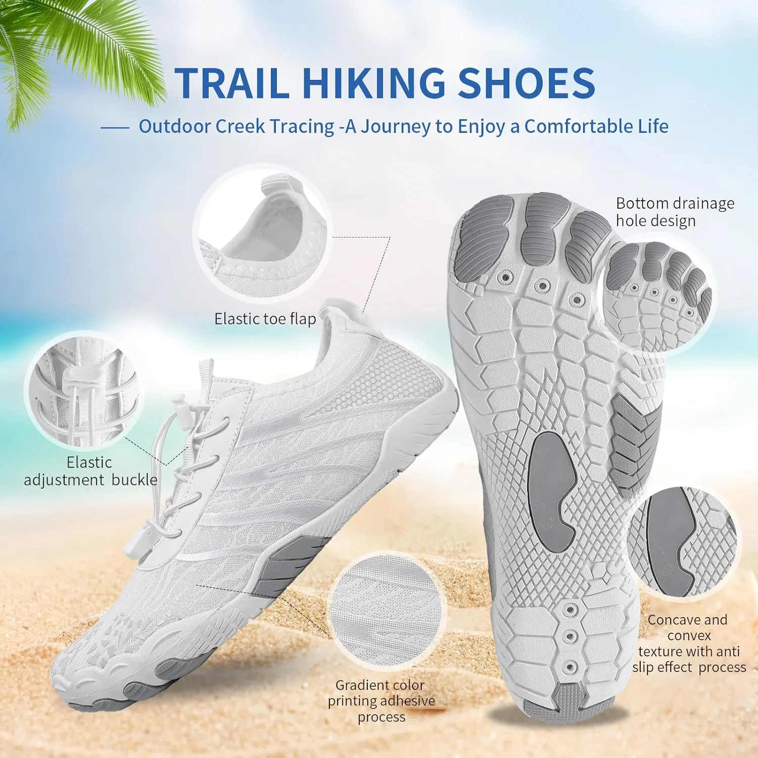Hike Barefoot Shoes for Women Men - Quick Dry Wide Toe Box Beach Swim Athletic Sports Shoes, Non-Slip Hike Yoga Lightweight Footwear Aqua Hiking Walking Kayaking Diving Surfing