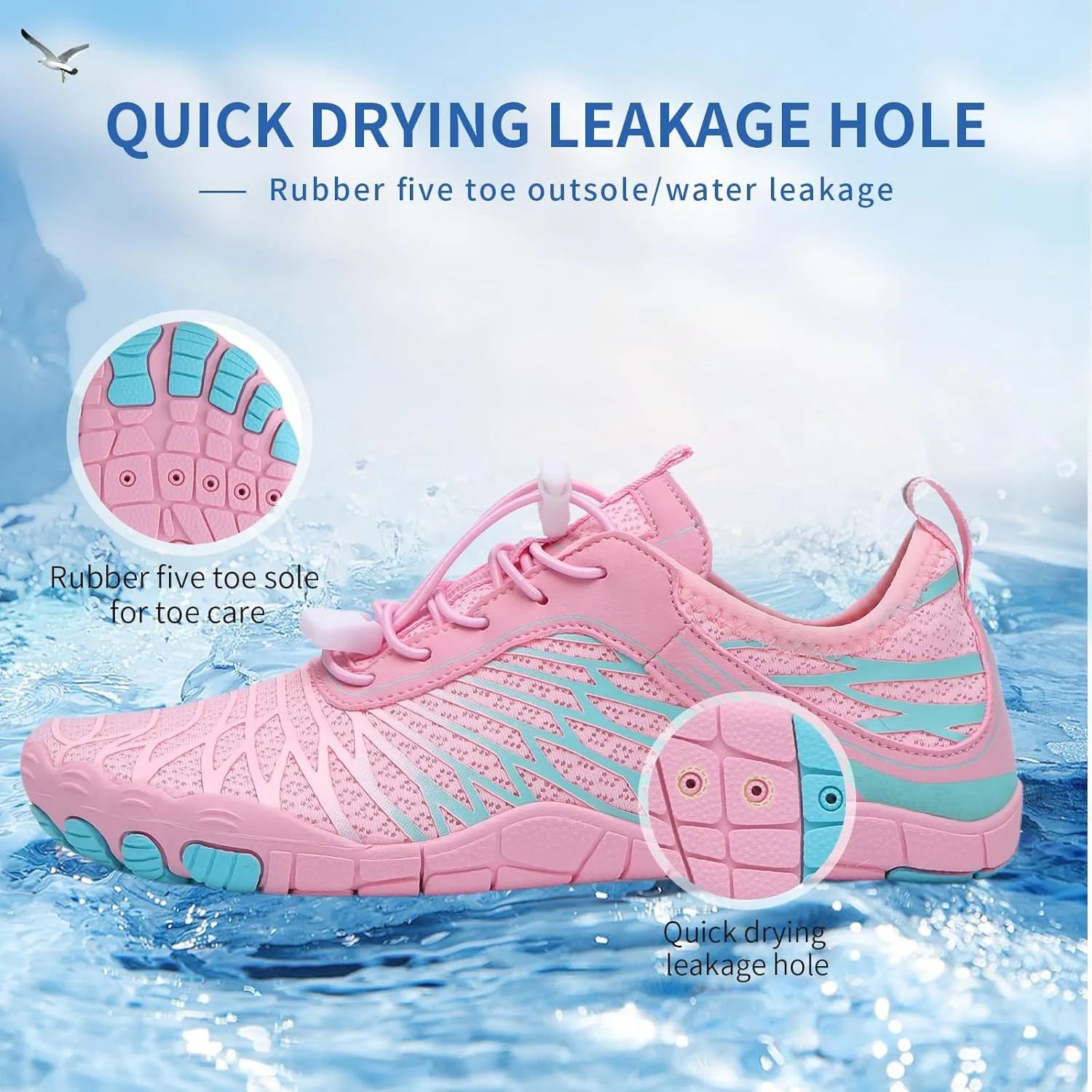 Hike Barefoot Shoes for Women Men - Quick Dry Wide Toe Box Beach Swim Athletic Sports Shoes, Non-Slip Hike Yoga Lightweight Footwear Aqua Hiking Walking Kayaking Diving Surfing