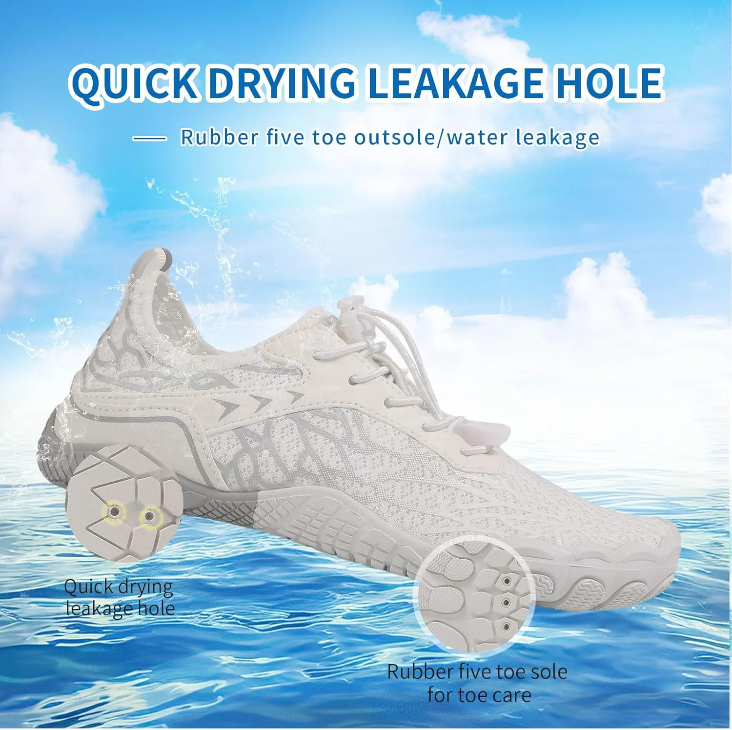 Hike Barefoot Shoes for Women Men - Quick Dry Wide Toe Box Beach Swim Athletic Sports Shoes, Non-Slip Hike Yoga Lightweight Footwear Aqua Hiking Walking Kayaking Diving Surfing