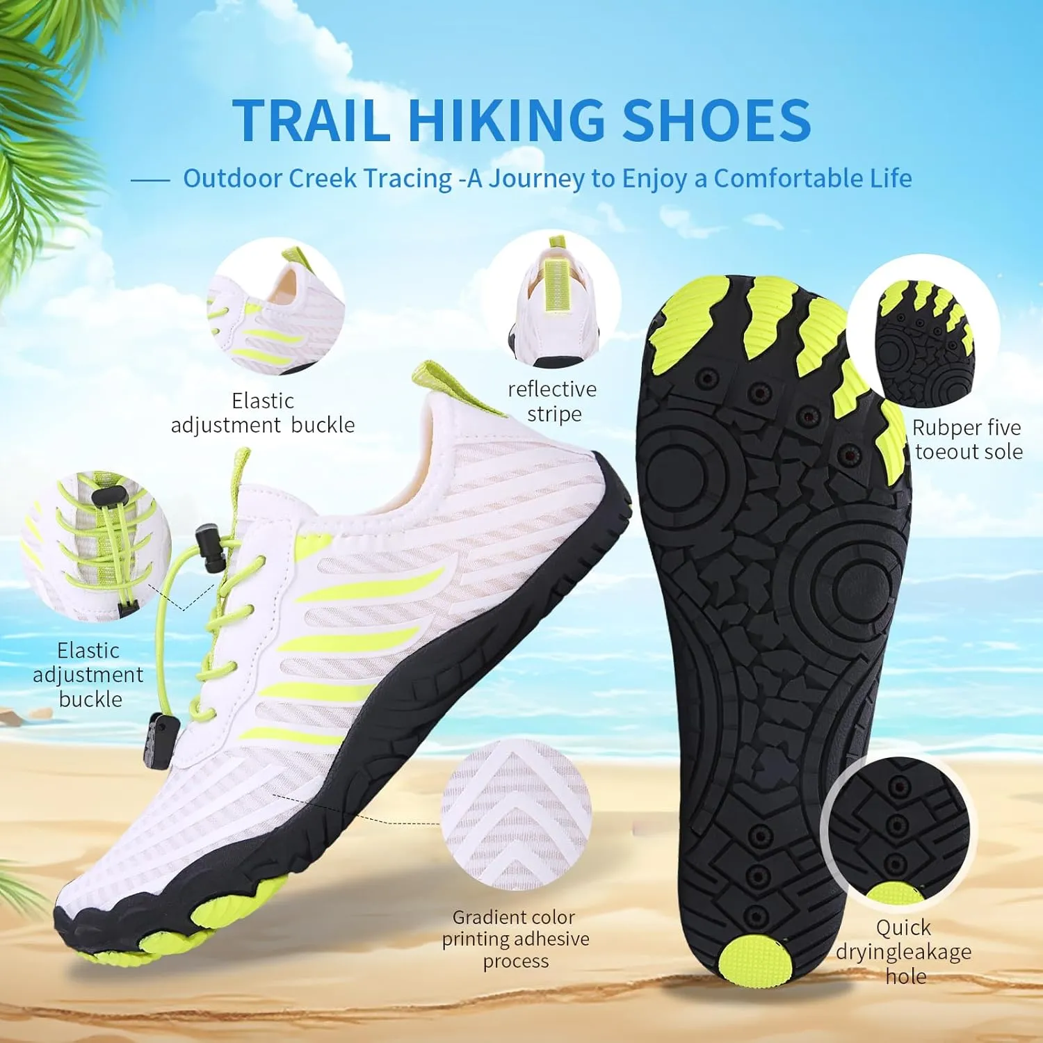 Hike Barefoot Shoes for Women Men - Quick Dry Wide Toe Box Beach Swim Athletic Sports Shoes, Non-Slip Hike Yoga Lightweight Footwear Aqua Hiking Walking Kayaking Diving Surfing