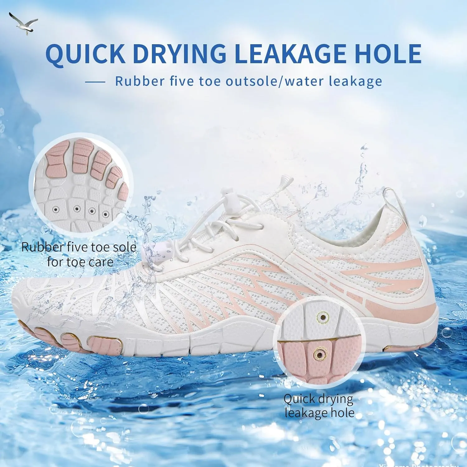 Hike Barefoot Shoes for Women Men - Quick Dry Wide Toe Box Beach Swim Athletic Sports Shoes, Non-Slip Hike Yoga Lightweight Footwear Aqua Hiking Walking Kayaking Diving Surfing