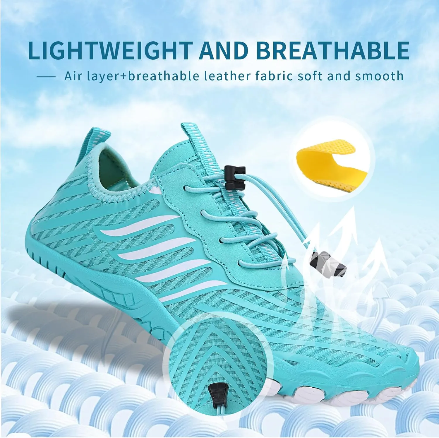 Hike Barefoot Shoes for Women Men - Quick Dry Wide Toe Box Beach Swim Athletic Sports Shoes, Non-Slip Hike Yoga Lightweight Footwear Aqua Hiking Walking Kayaking Diving Surfing