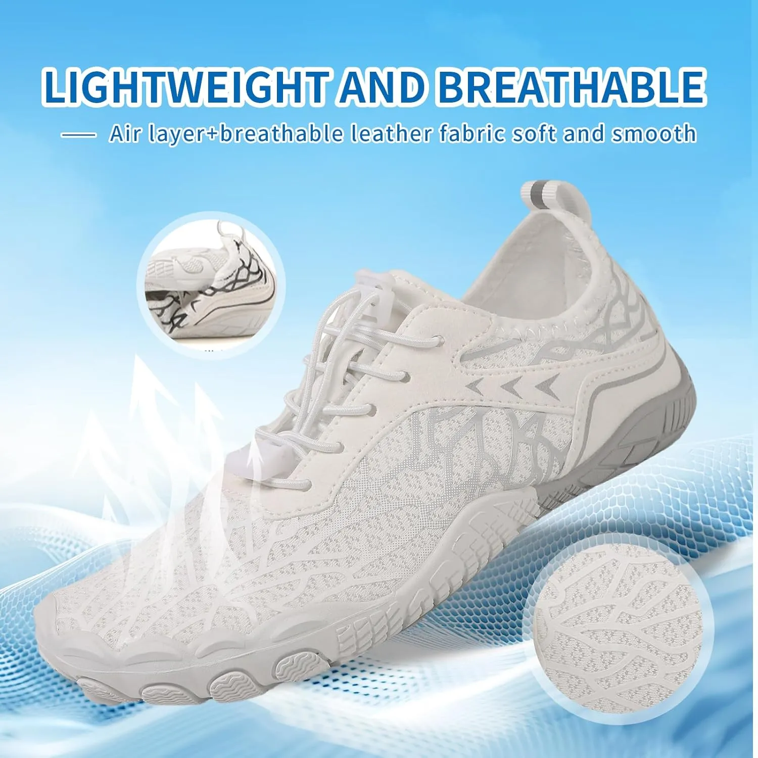 Hike Barefoot Shoes for Women Men - Quick Dry Wide Toe Box Beach Swim Athletic Sports Shoes, Non-Slip Hike Yoga Lightweight Footwear Aqua Hiking Walking Kayaking Diving Surfing