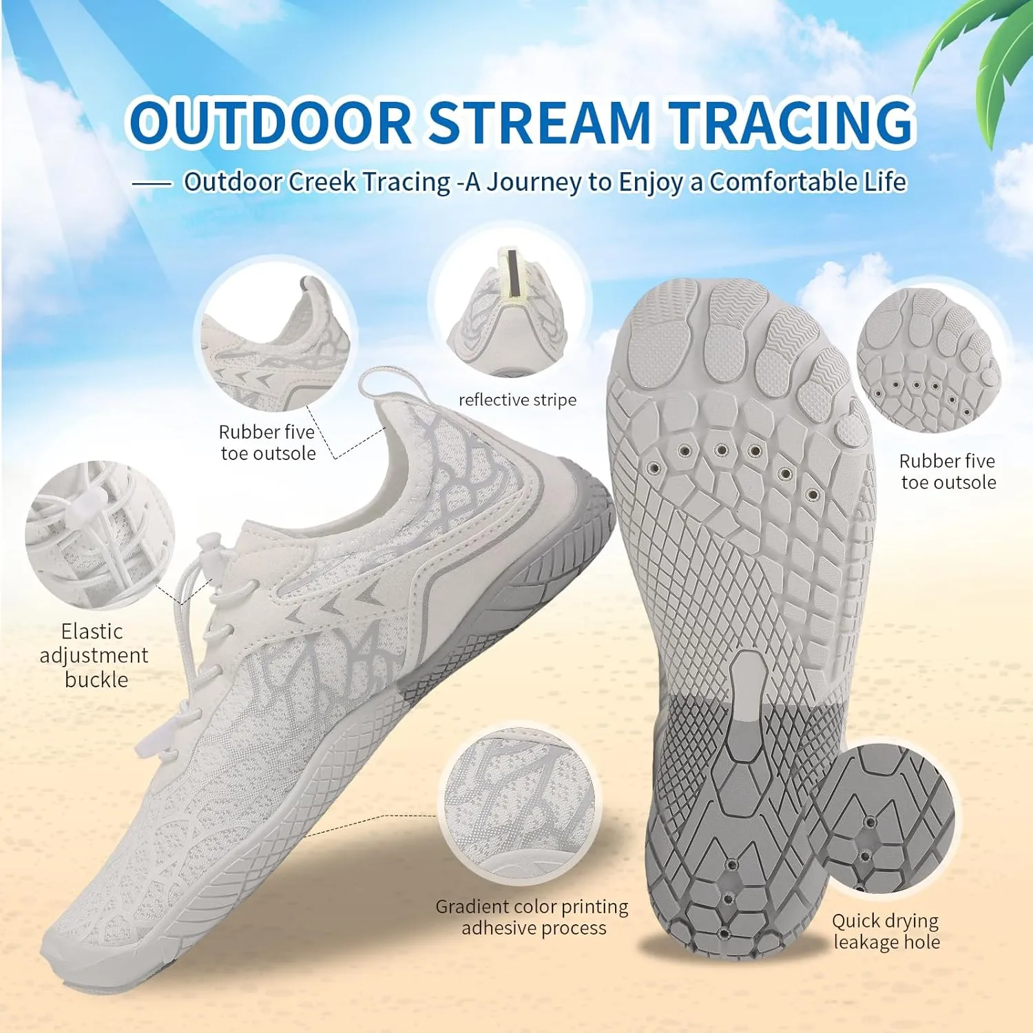 Hike Barefoot Shoes for Women Men - Quick Dry Wide Toe Box Beach Swim Athletic Sports Shoes, Non-Slip Hike Yoga Lightweight Footwear Aqua Hiking Walking Kayaking Diving Surfing