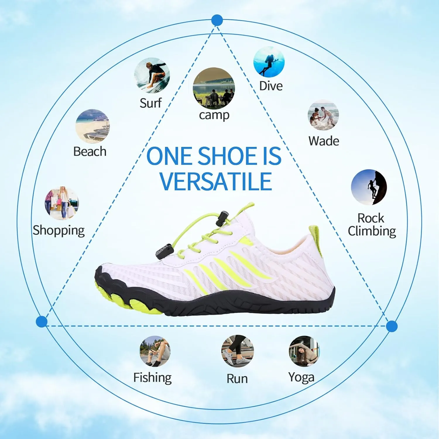 Hike Barefoot Shoes for Women Men - Quick Dry Wide Toe Box Beach Swim Athletic Sports Shoes, Non-Slip Hike Yoga Lightweight Footwear Aqua Hiking Walking Kayaking Diving Surfing