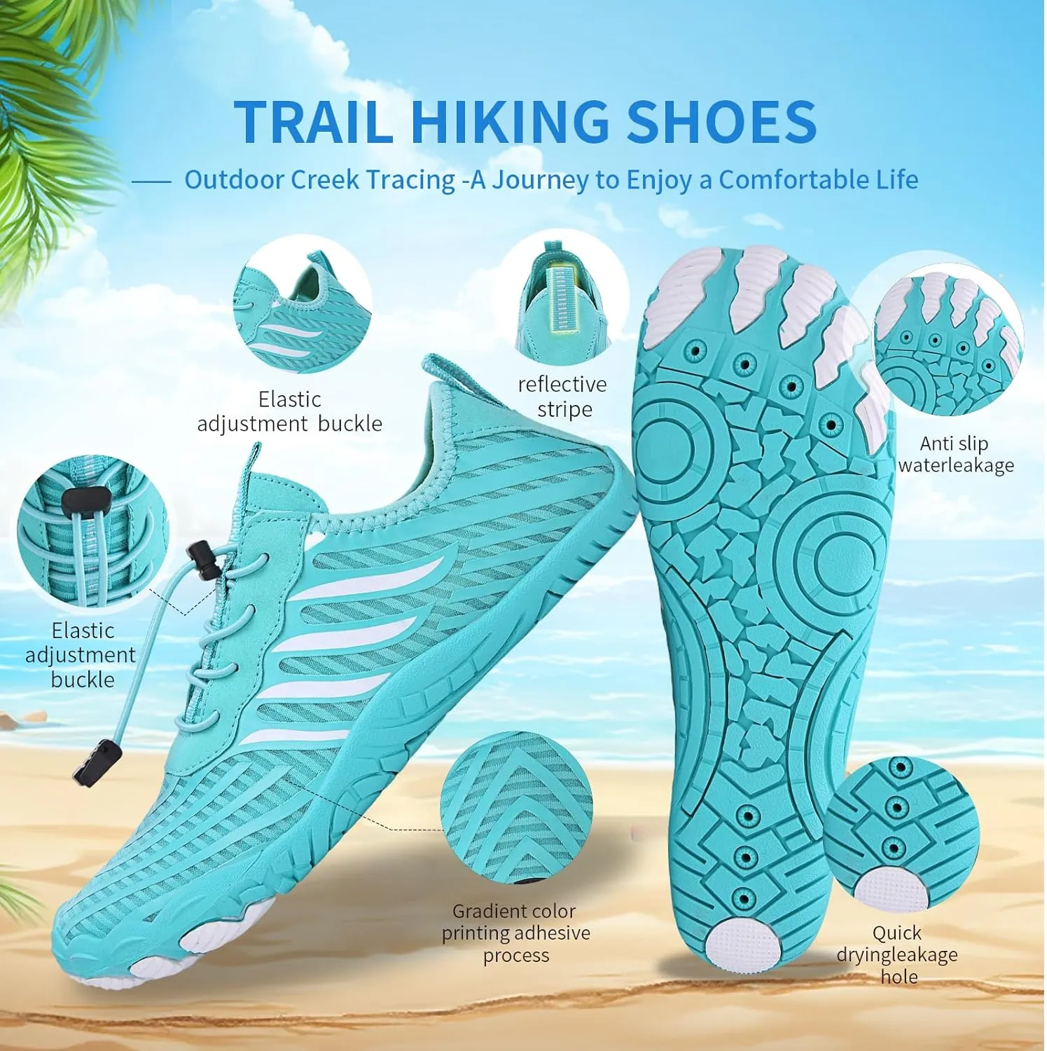 Hike Barefoot Shoes for Women Men - Quick Dry Wide Toe Box Beach Swim Athletic Sports Shoes, Non-Slip Hike Yoga Lightweight Footwear Aqua Hiking Walking Kayaking Diving Surfing