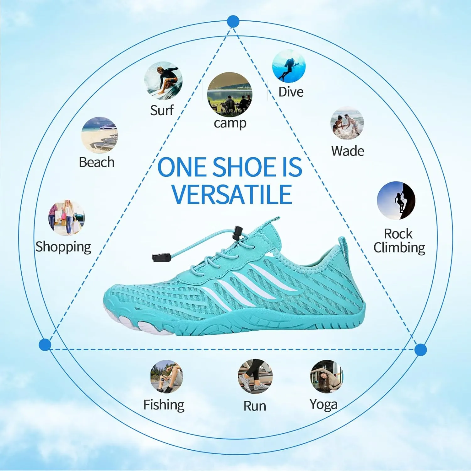 Hike Barefoot Shoes for Women Men - Quick Dry Wide Toe Box Beach Swim Athletic Sports Shoes, Non-Slip Hike Yoga Lightweight Footwear Aqua Hiking Walking Kayaking Diving Surfing