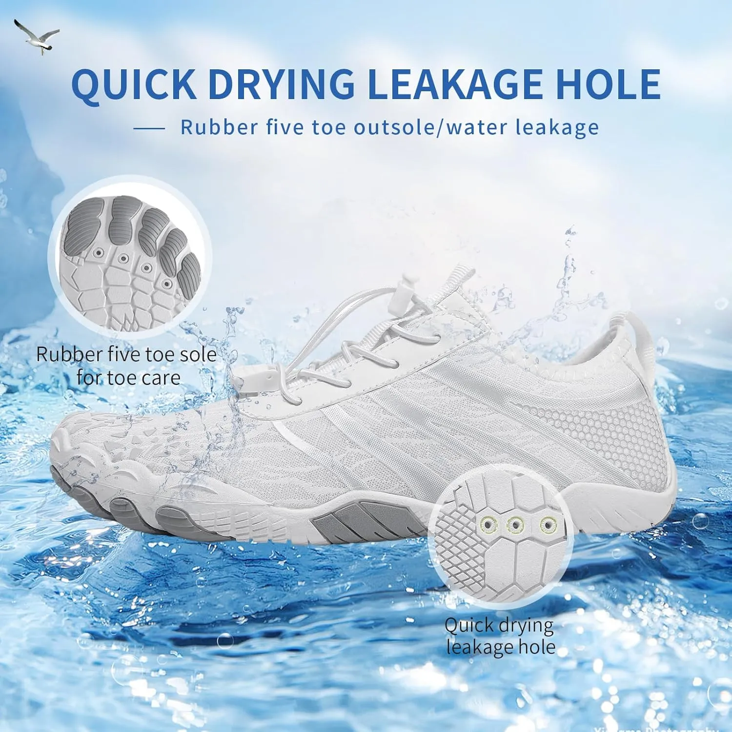 Hike Barefoot Shoes for Women Men - Quick Dry Wide Toe Box Beach Swim Athletic Sports Shoes, Non-Slip Hike Yoga Lightweight Footwear Aqua Hiking Walking Kayaking Diving Surfing