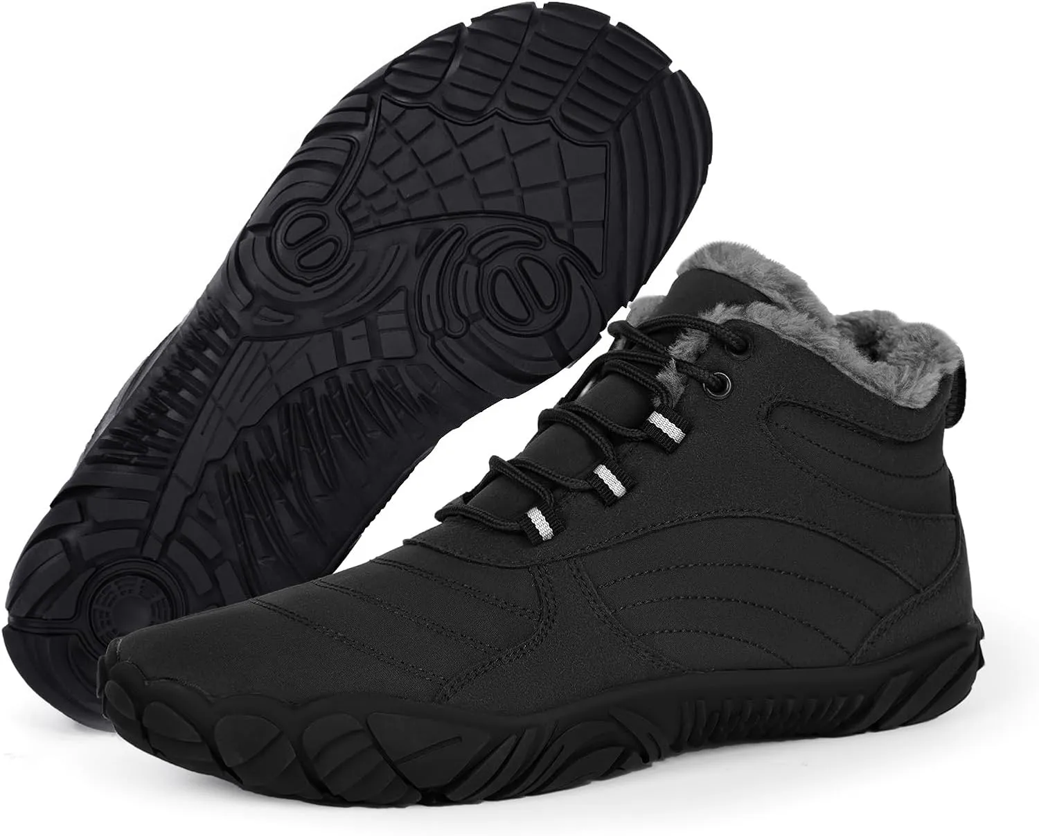 Hike Winter Footwear Barefoot Boots Mens Womens, Waterproof Winter Snow Boots, Warm Ankle Booties, Wide Toe Barefoot Hiking Boots, Non-Slip Zero Drop Sole Hike Shoes for Hiking Walking Outdoor, 7 Women/6 Men