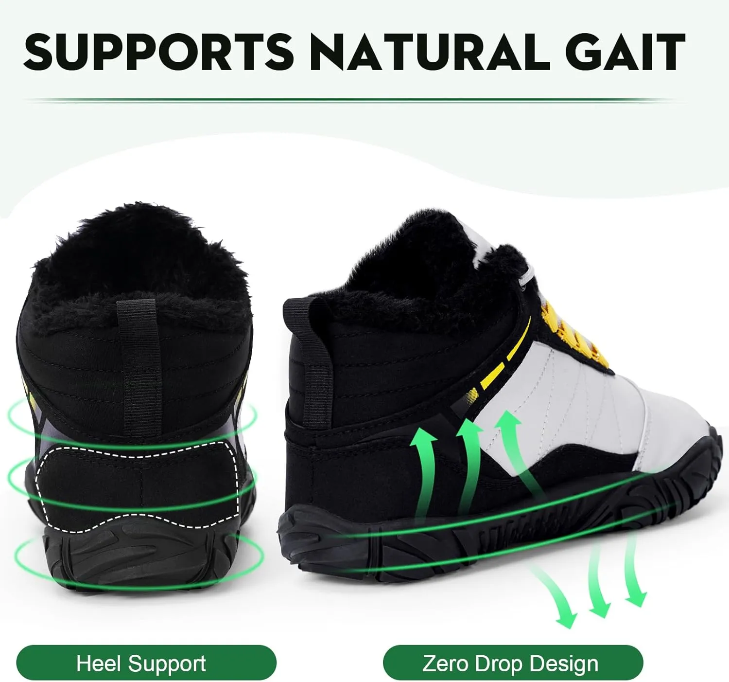 Hike Winter Footwear Barefoot Boots Mens Womens, Waterproof Winter Snow Boots, Warm Ankle Booties, Wide Toe Barefoot Hiking Boots, Non-Slip Zero Drop Sole Hike Shoes for Hiking Walking Outdoor