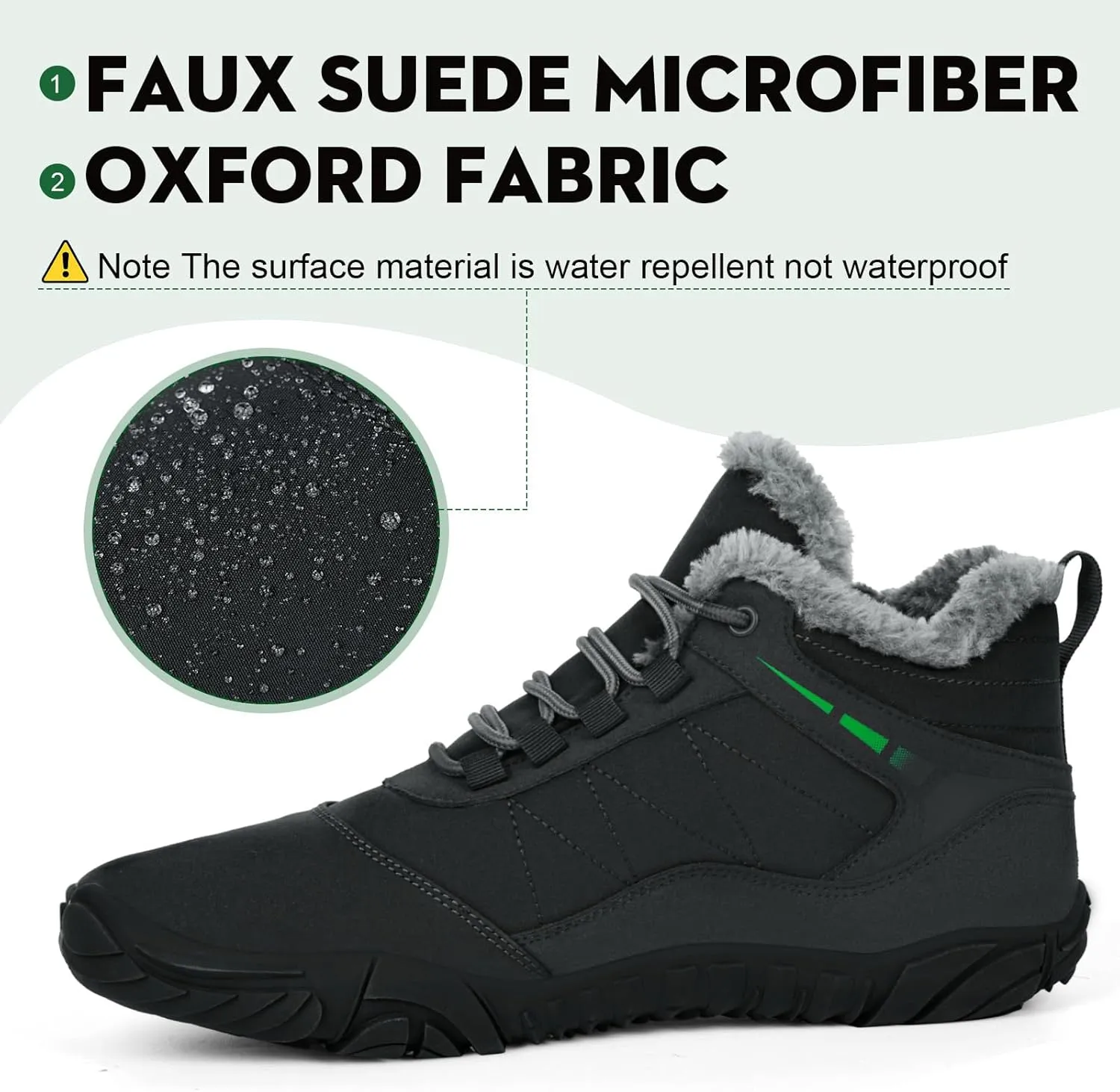Hike Winter Footwear Barefoot Boots Mens Womens, Waterproof Winter Snow Boots, Warm Ankle Booties, Wide Toe Barefoot Hiking Boots, Non-Slip Zero Drop Sole Hike Shoes for Hiking Walking Outdoor