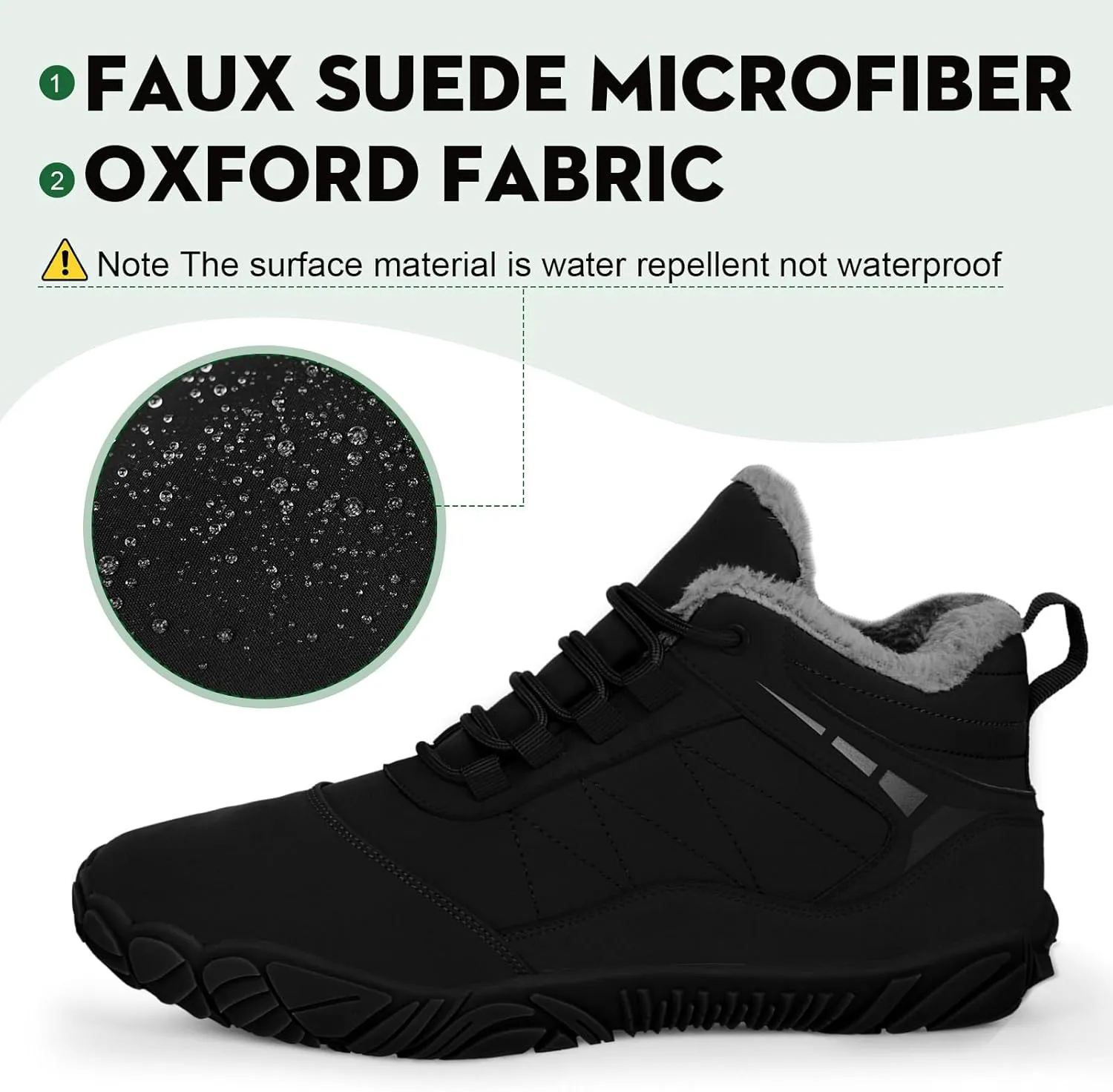 Hike Winter Footwear Barefoot Boots Mens Womens, Waterproof Winter Snow Boots, Warm Ankle Booties, Wide Toe Barefoot Hiking Boots, Non-Slip Zero Drop Sole Hike Shoes for Hiking Walking Outdoor