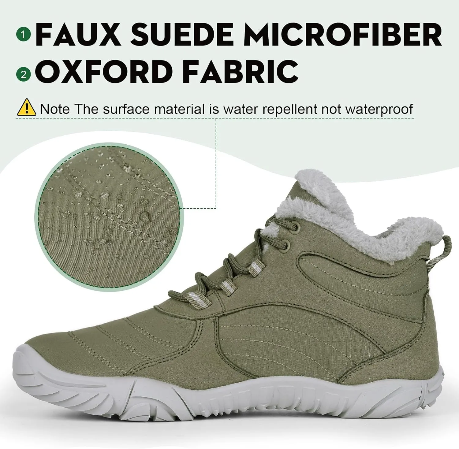 Hike Winter Footwear Barefoot Boots Mens Womens, Waterproof Winter Snow Boots, Warm Ankle Booties, Wide Toe Barefoot Hiking Boots, Non-Slip Zero Drop Sole Hike Shoes for Hiking Walking Outdoor