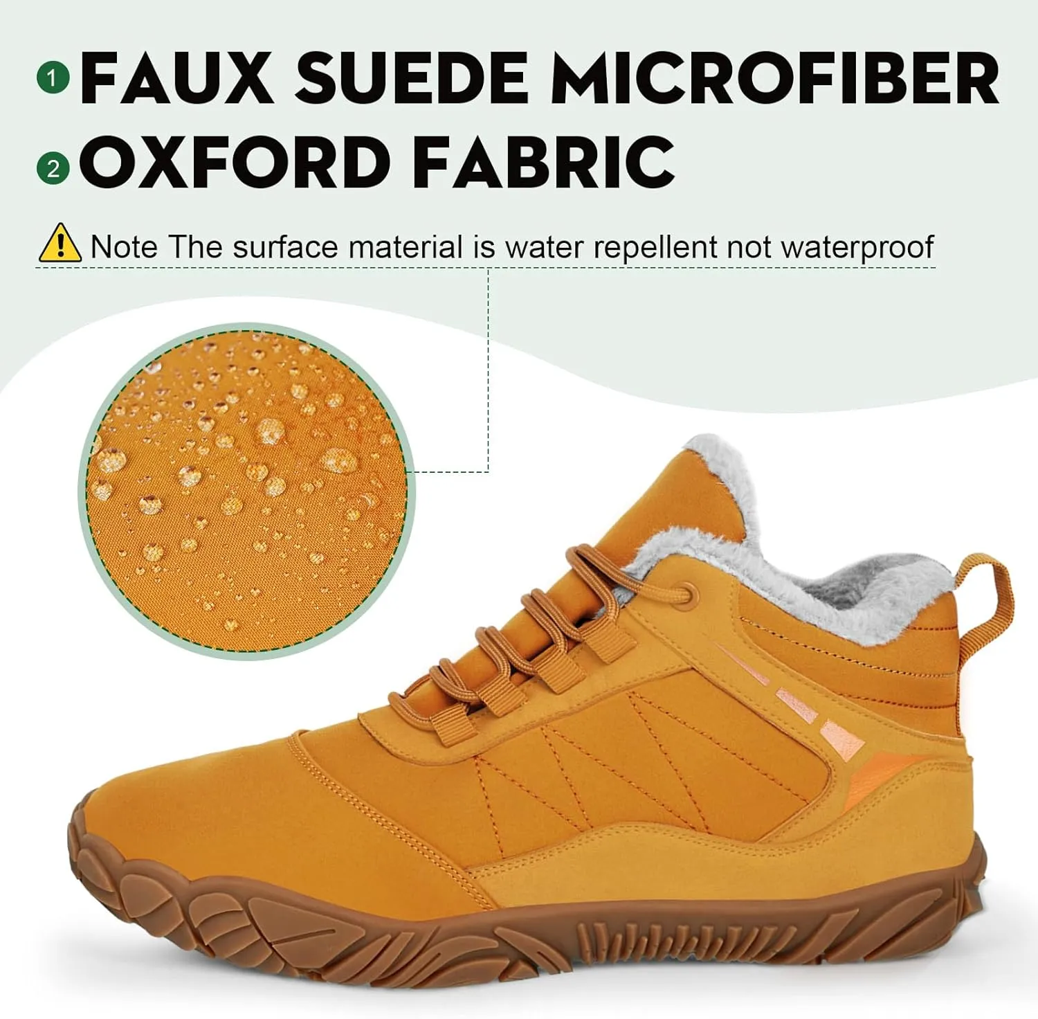 Hike Winter Footwear Barefoot Boots Mens Womens, Waterproof Winter Snow Boots, Warm Ankle Booties, Wide Toe Barefoot Hiking Boots, Non-Slip Zero Drop Sole Hike Shoes for Hiking Walking Outdoor