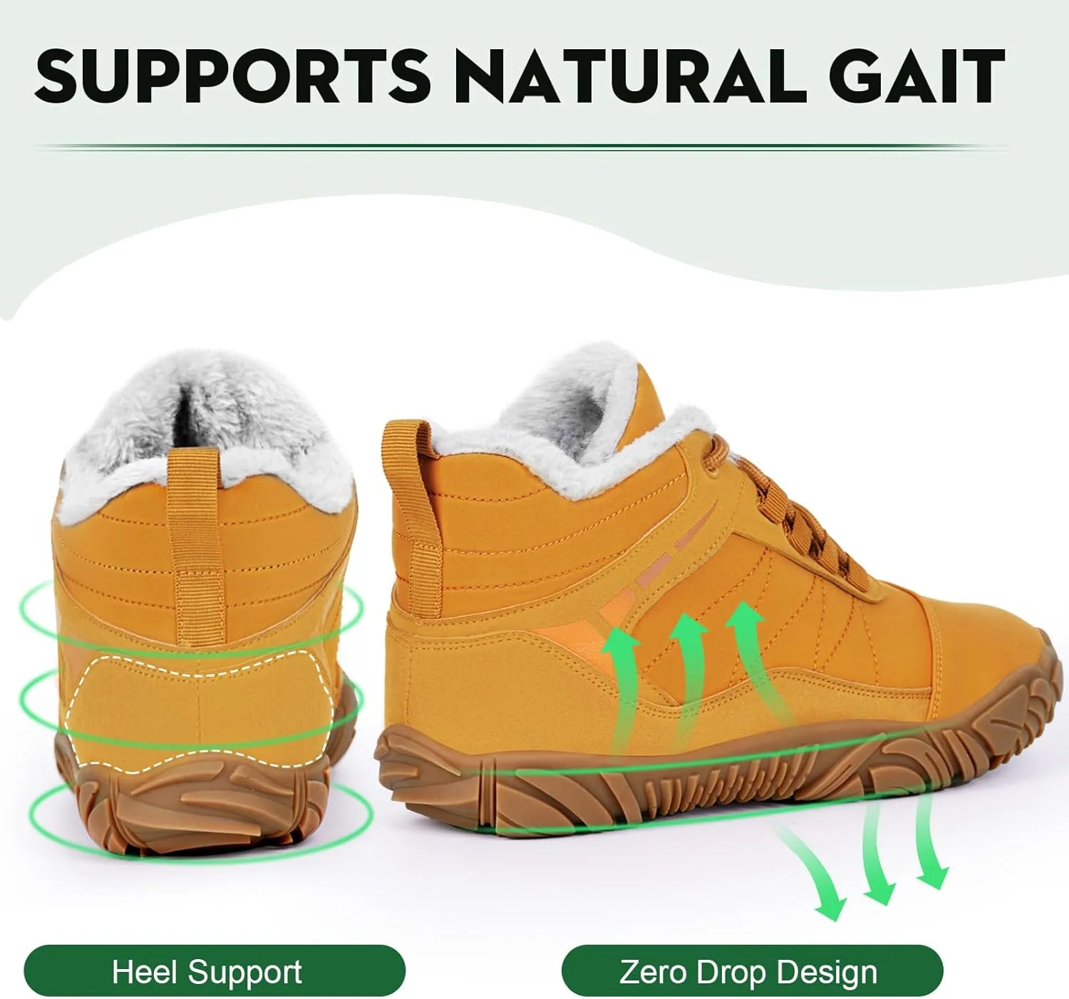 Hike Winter Footwear Barefoot Boots Mens Womens, Waterproof Winter Snow Boots, Warm Ankle Booties, Wide Toe Barefoot Hiking Boots, Non-Slip Zero Drop Sole Hike Shoes for Hiking Walking Outdoor