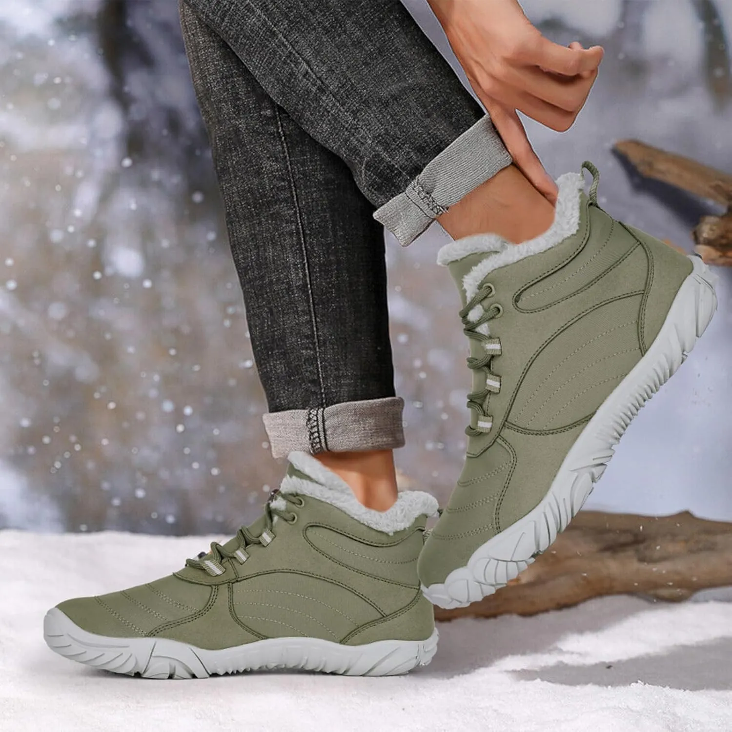 Hike Winter Footwear Barefoot Boots Mens Womens, Waterproof Winter Snow Boots, Warm Ankle Booties, Wide Toe Barefoot Hiking Boots, Non-Slip Zero Drop Sole Hike Shoes for Hiking Walking Outdoor