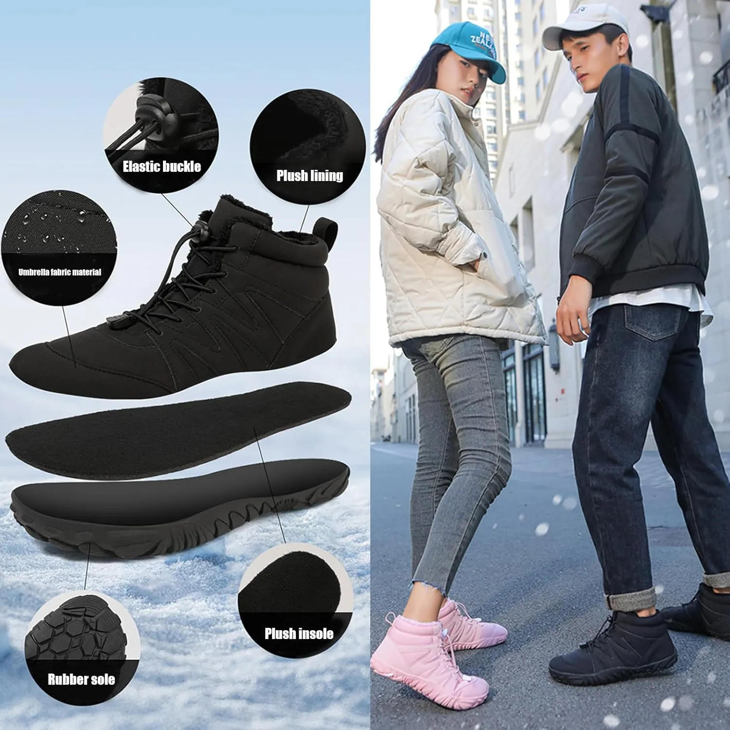Hike Winter Footwear Barefoot Shoes Women Men, 2024 Waterproof Wide Toe Box Barefoot Shoes, Walking Boots