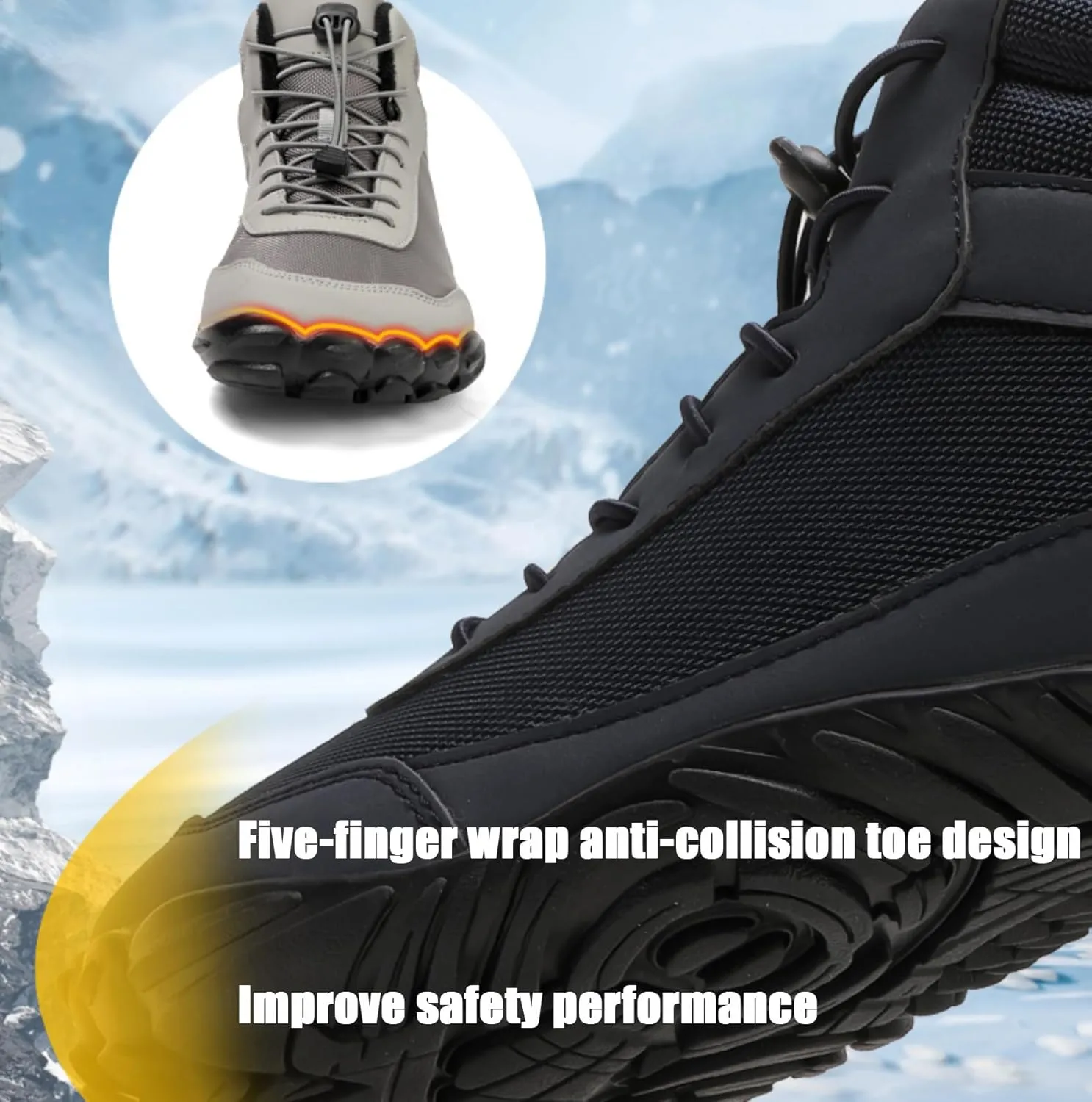Hike Winter Footwear Barefoot Shoes Womens Men, Wide Toe Box Non-Slip Waterproof Minimalist Walking Snow Boots Sneakers
