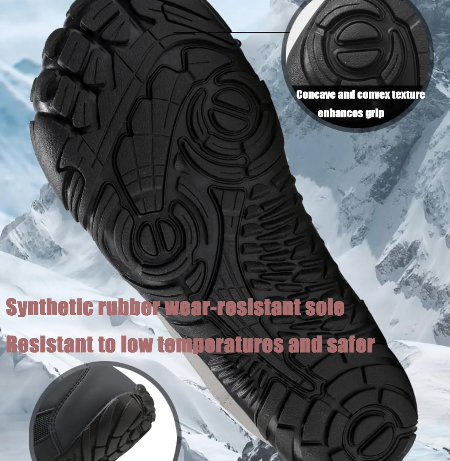 Hike Winter Footwear Barefoot Shoes Womens Men, Wide Toe Box Non-Slip Waterproof Minimalist Walking Snow Boots Sneakers