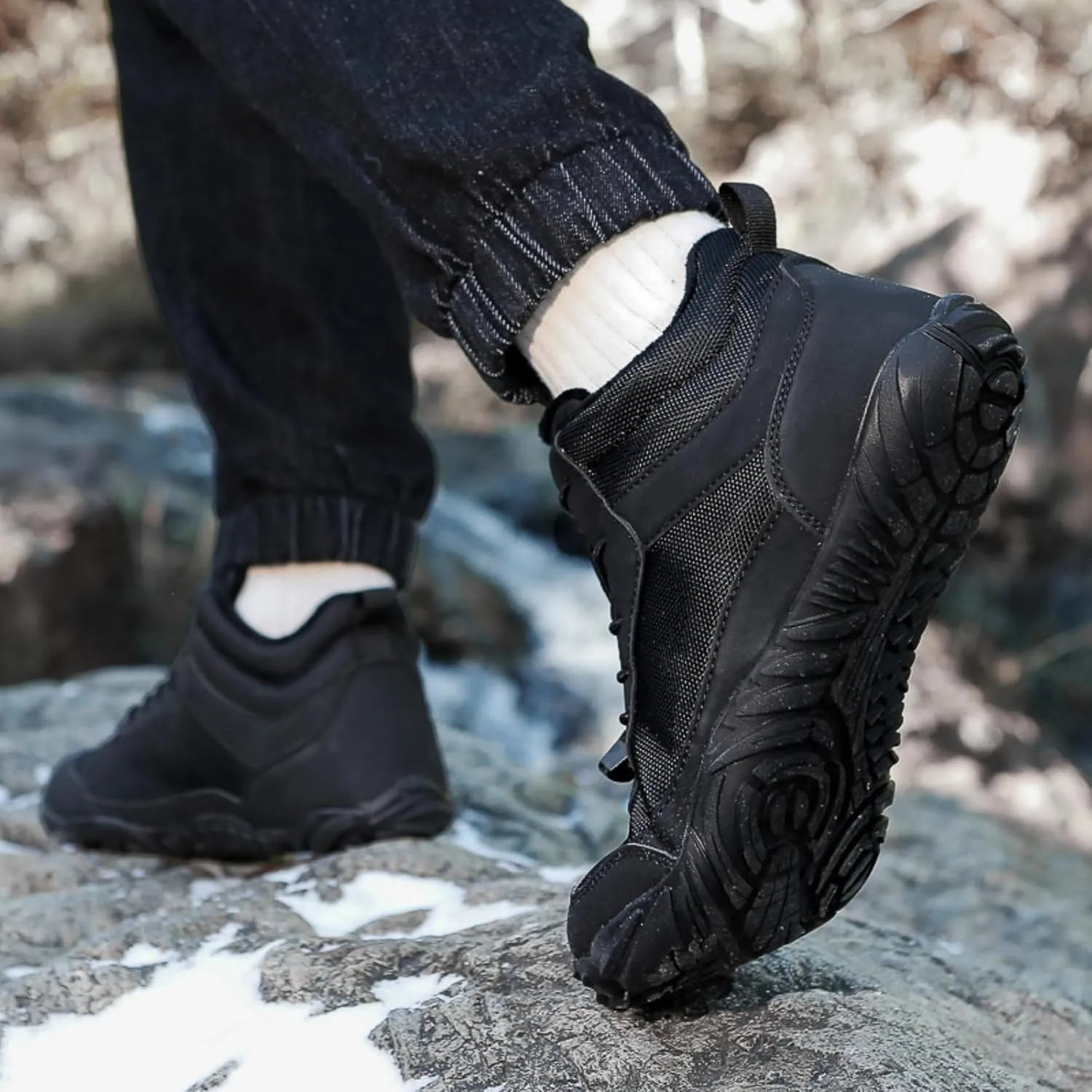 Hike Winter Footwear Barefoot Shoes Womens Men, Wide Toe Box Non-Slip Waterproof Minimalist Walking Snow Boots Sneakers