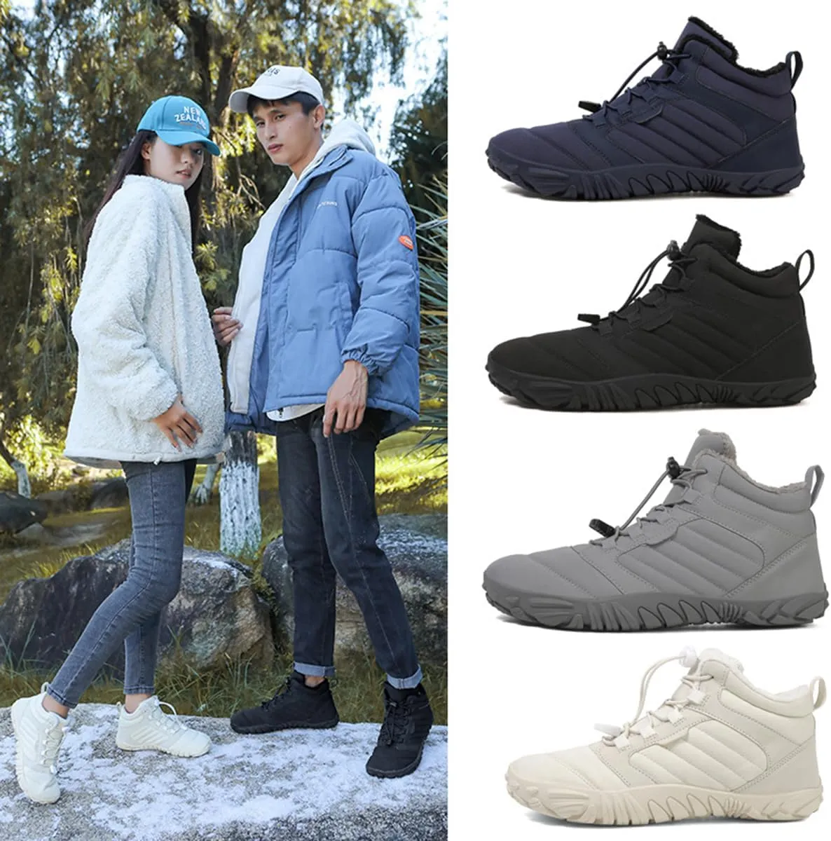 Hike Winter Footwear Barefoot Shoes Womens, Waterproof Hiking Boots, Wide Wide Toe Box Walking Shoes Men