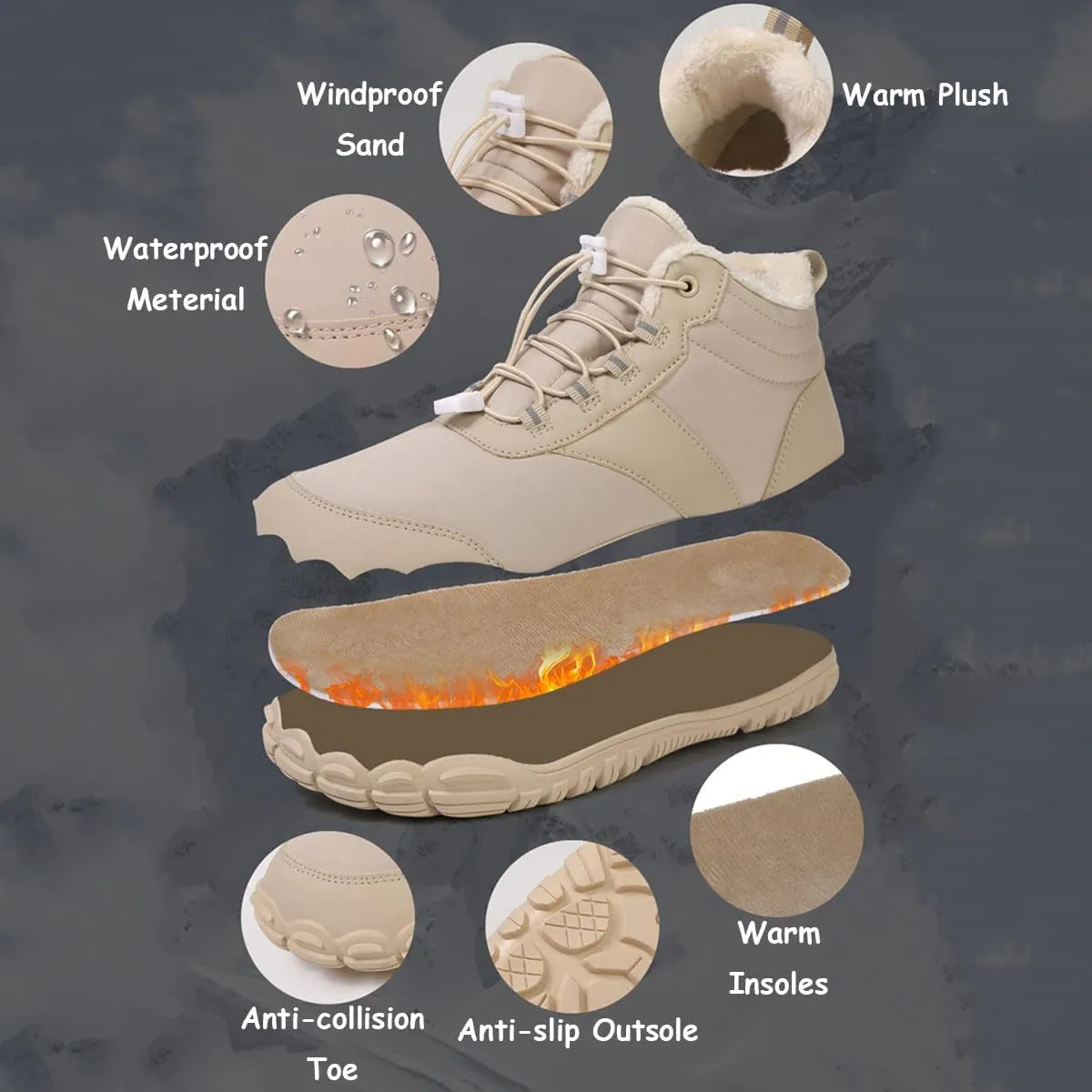 Hike Winter Footwear Barefoot Shoes Womens, Waterproof Hiking Boots, Wide Wide Toe Box Walking Shoes Men