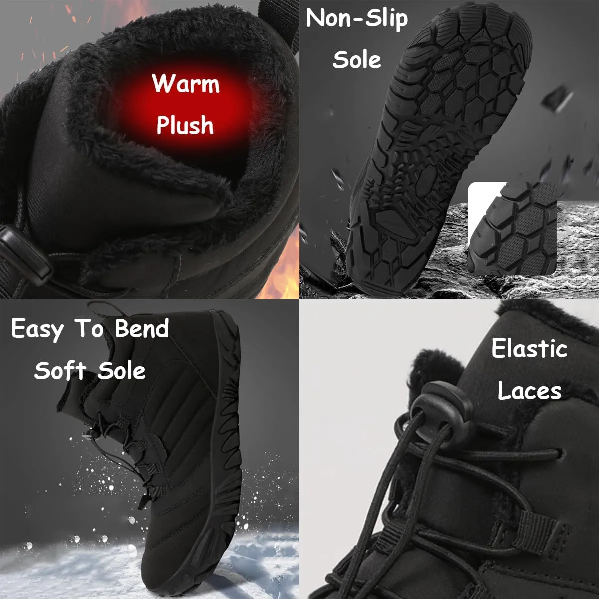 Hike Winter Footwear Barefoot Shoes Womens, Waterproof Hiking Boots, Wide Wide Toe Box Walking Shoes Men