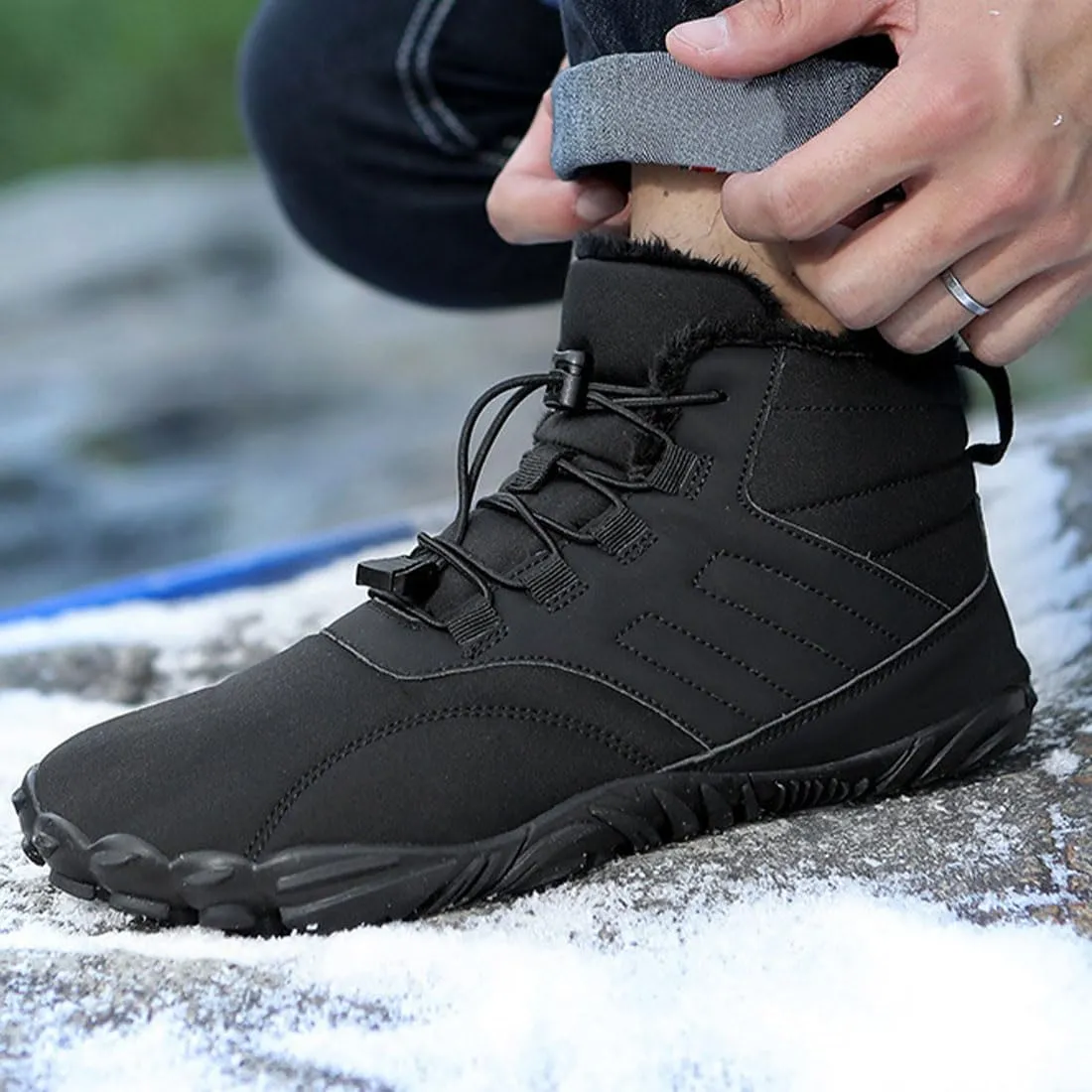 Hike Winter Footwear Barefoot Womens Mens, Waterproof Non-Slip Barefoot Winter Boots Wide Toe Box