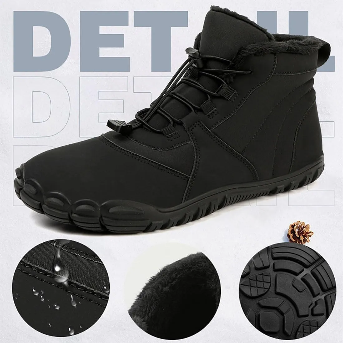 Hike Winter Footwear Barefoot Womens Mens, Waterproof Non-Slip Barefoot Winter Boots Wide Toe Box