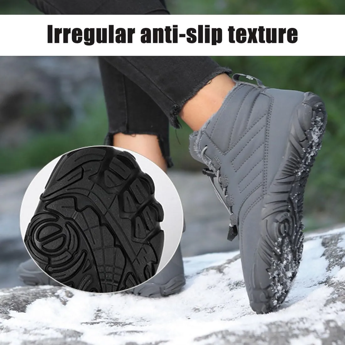 Hike Winter Footwear Barefoot Womens Mens, Waterproof Non-Slip Barefoot Winter Boots Wide Toe Box