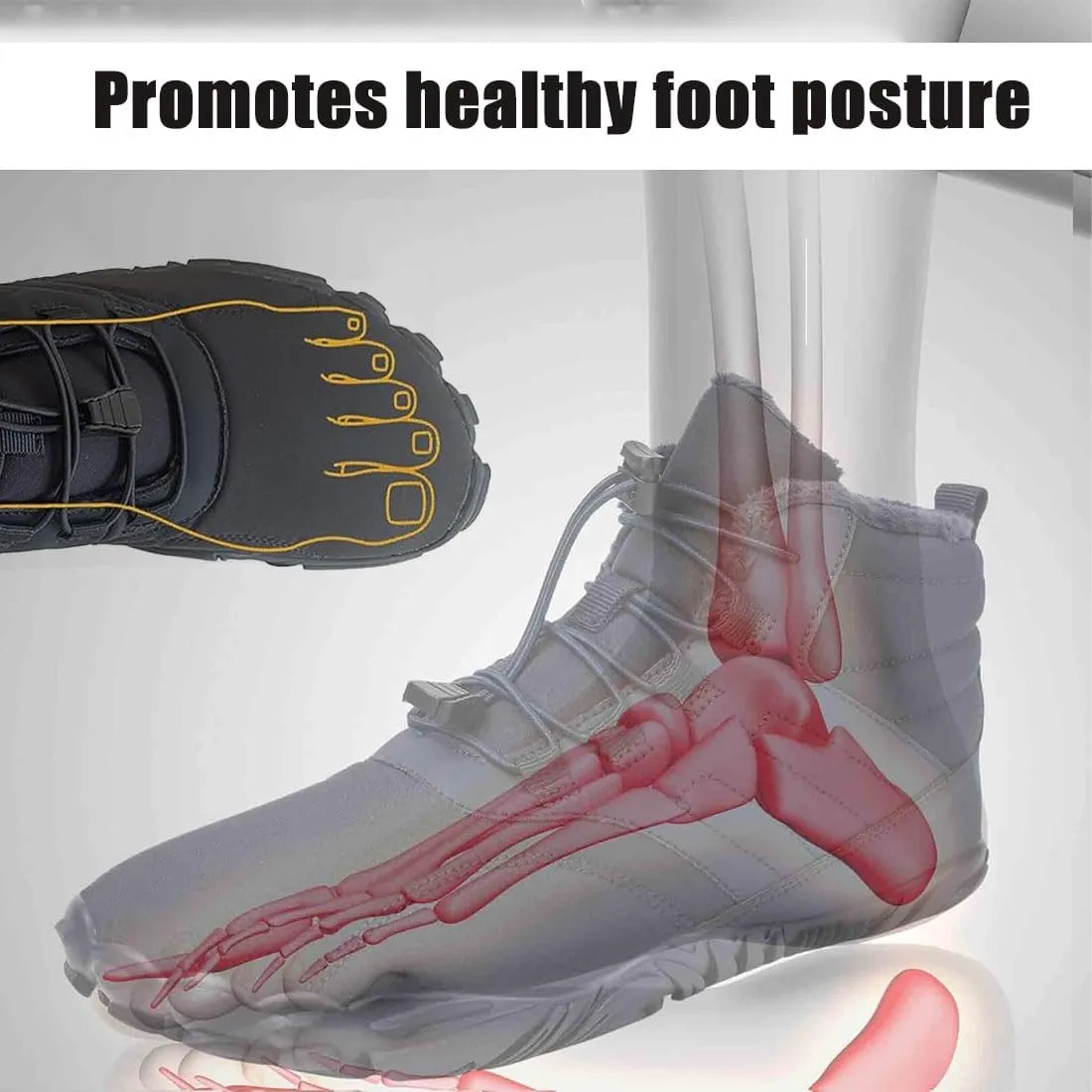 Hike Winter Footwear Barefoot Womens Mens, Waterproof Non-Slip Barefoot Winter Boots Wide Toe Box