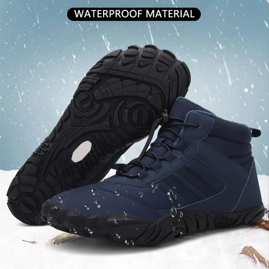 Hike Winter Footwear Barefoot Womens Mens, Waterproof Non-Slip Barefoot Winter Boots Wide Toe Box