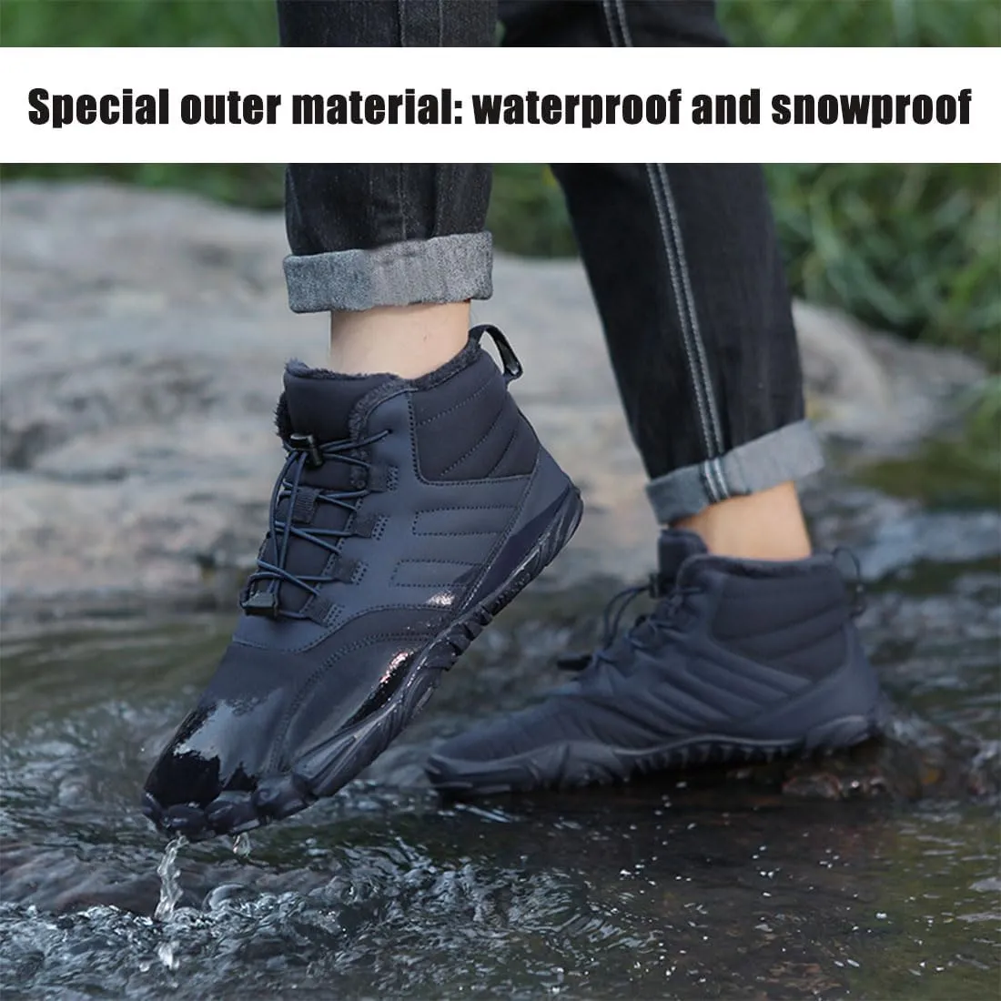 Hike Winter Footwear Barefoot Womens Mens, Waterproof Non-Slip Barefoot Winter Boots Wide Toe Box