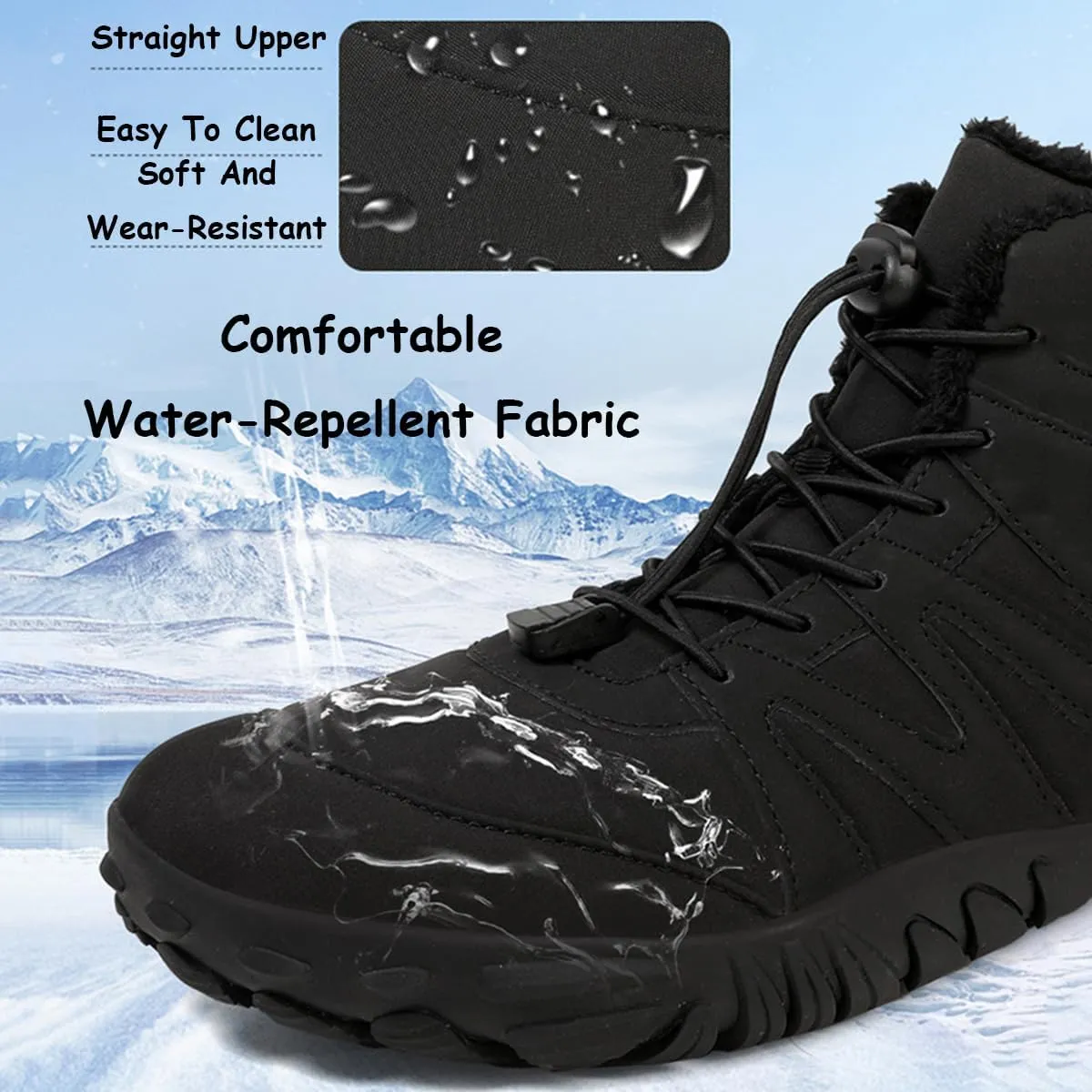 Hike Winter Footwear Barefoot Womens, Warm Waterproof Hiking Winter Barefoot Shoes Men, Anti-slip Barefoot Boots Winter