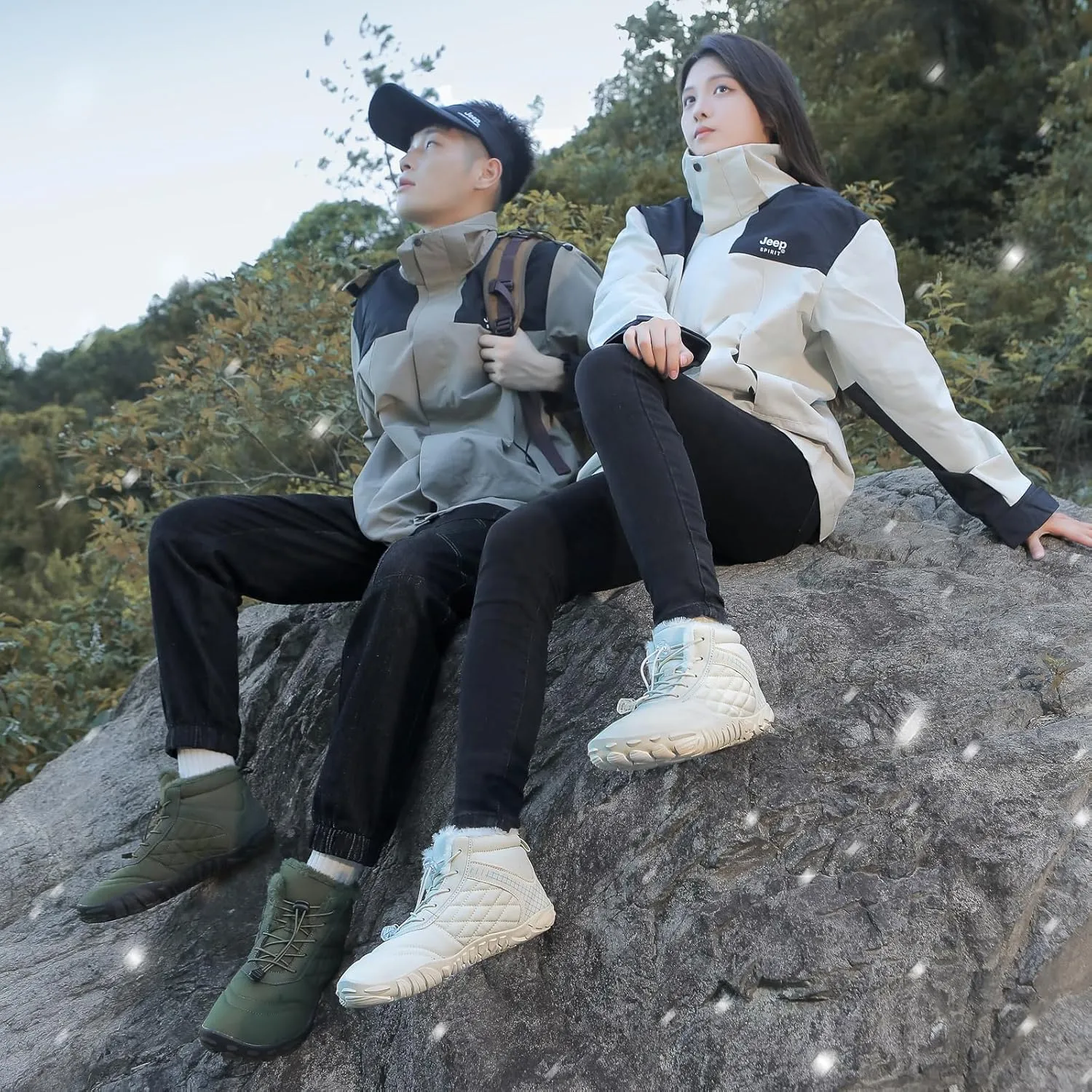 Hike Winter Footwear Barefoot Womens, Warm Waterproof Hiking Winter Barefoot Shoes Men, Anti-slip Barefoot Boots Winter